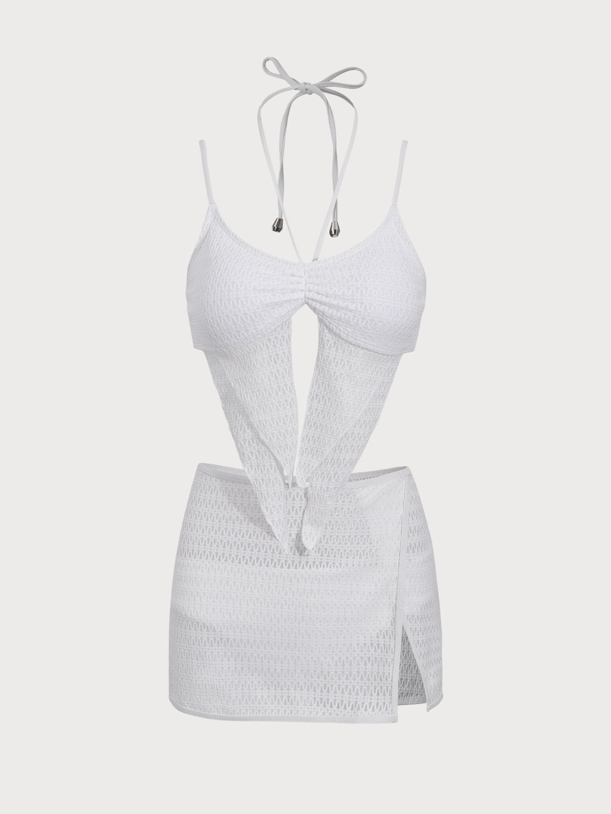 White Butterfly Print Three-Piece Tankini Swimsuit