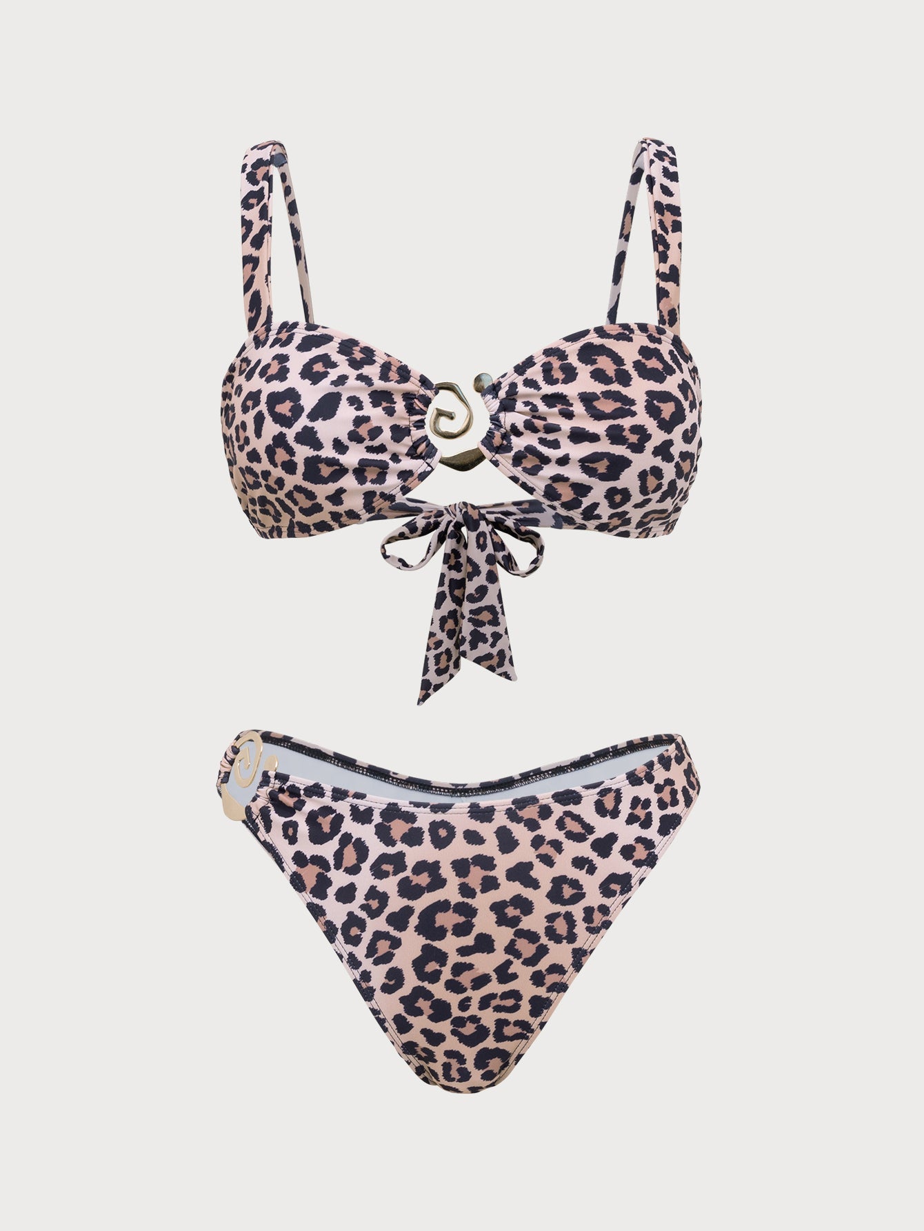Brown cutout leopard print bikini set