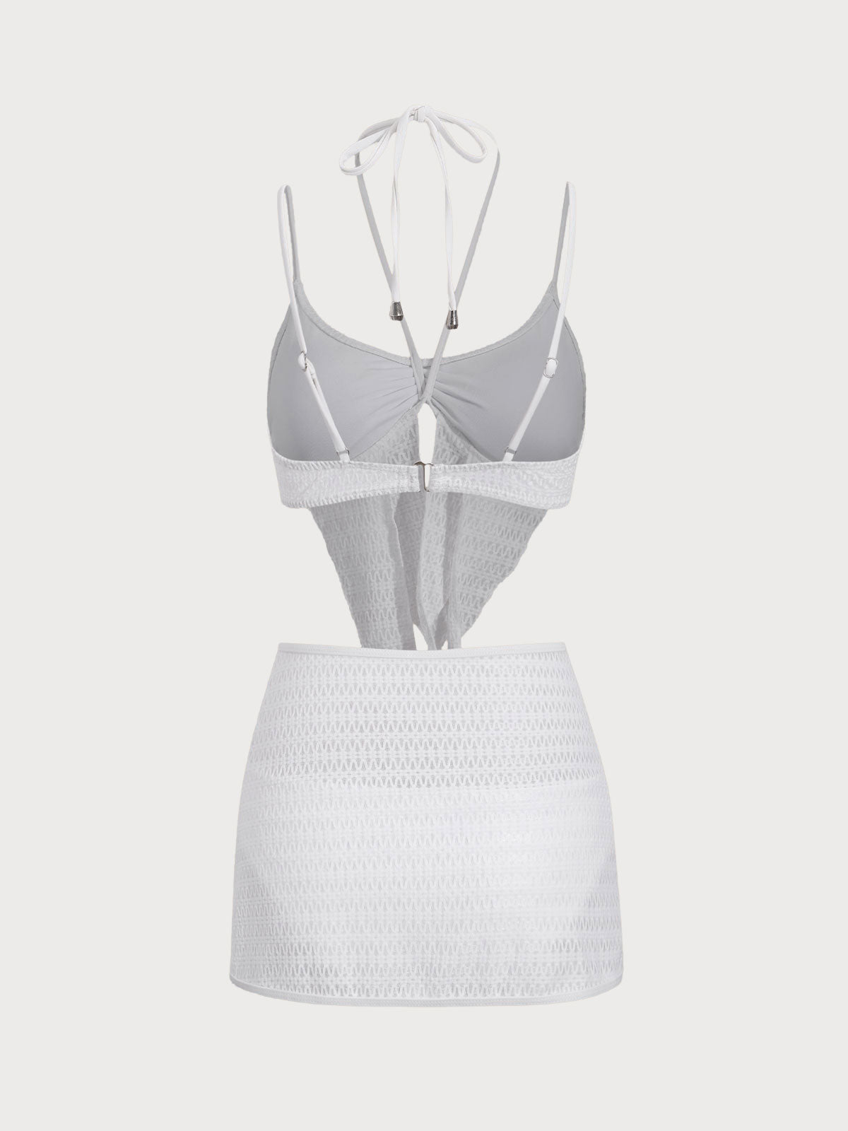 White Butterfly Print Three-Piece Tankini Swimsuit