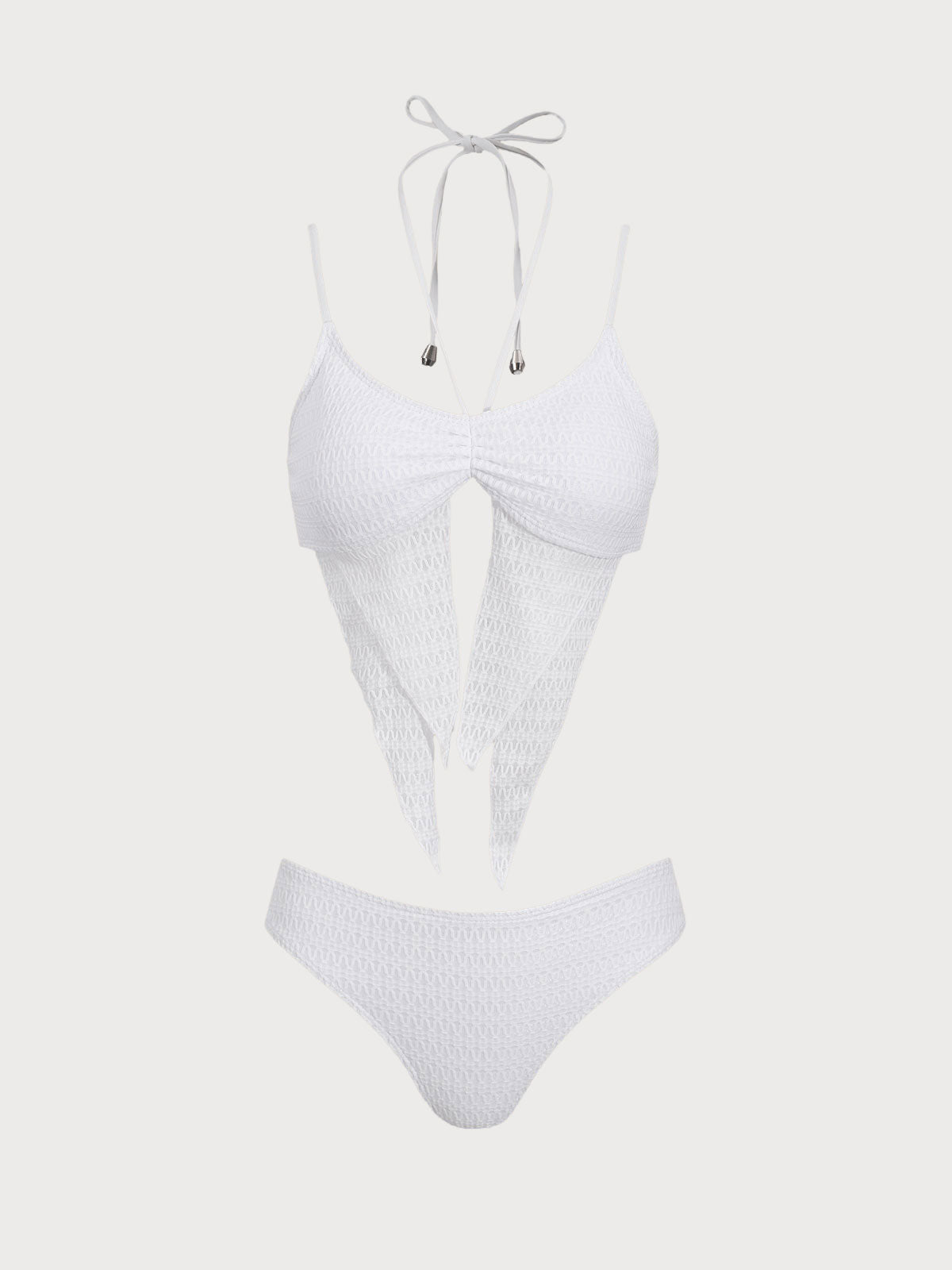 White Butterfly Print Three-Piece Tankini Swimsuit
