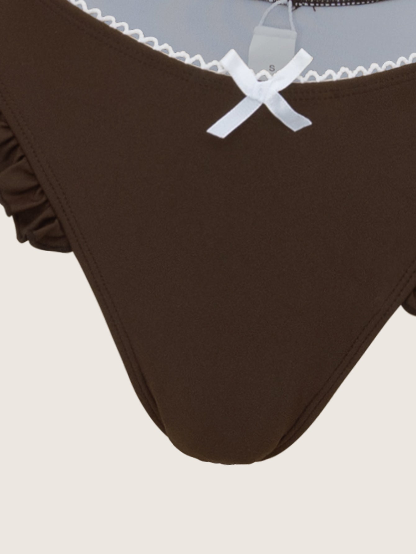 Brown Ruched Halter Bikini Set
