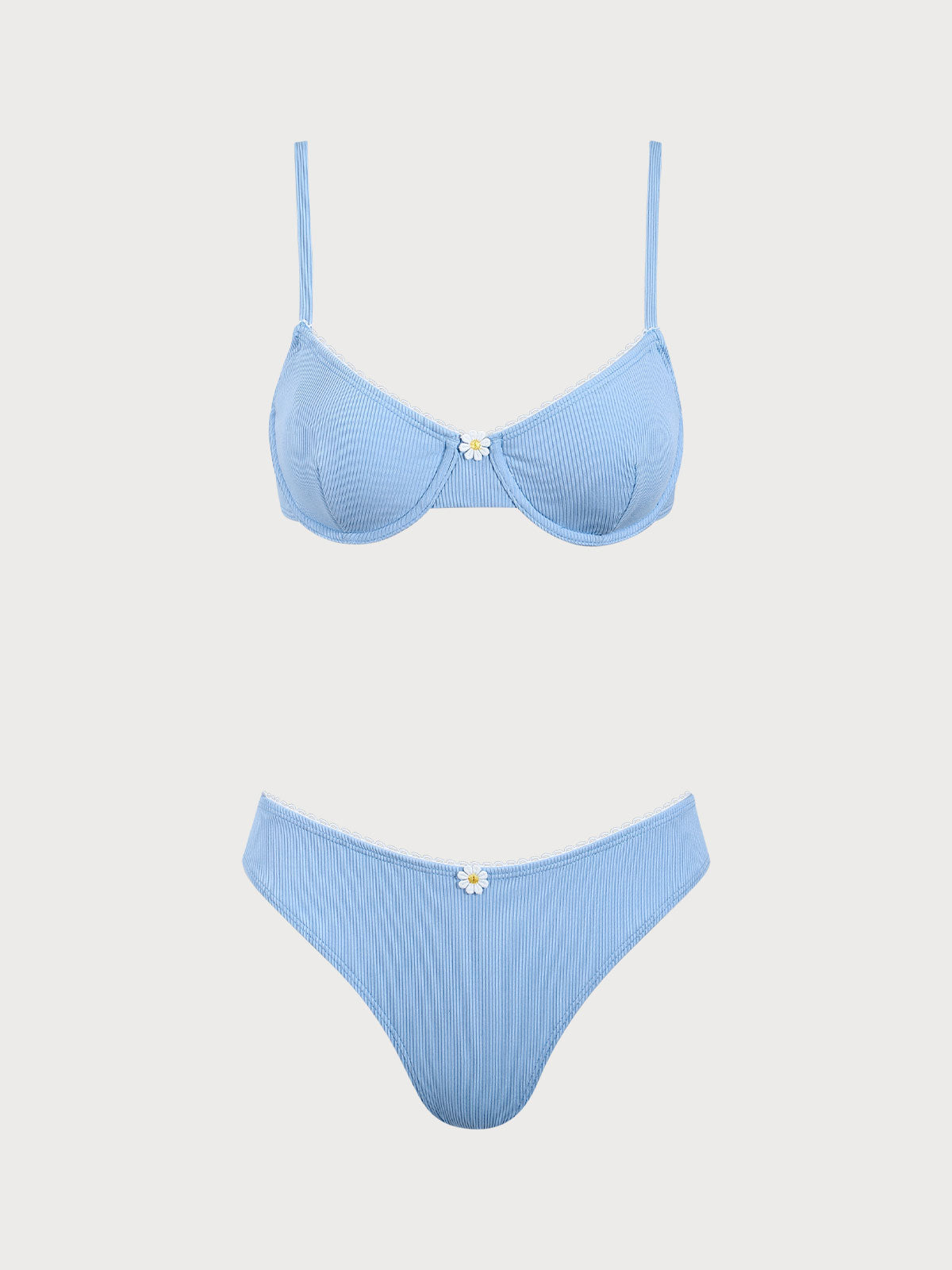 Light Blue Daisy Underwire Bikini Set
