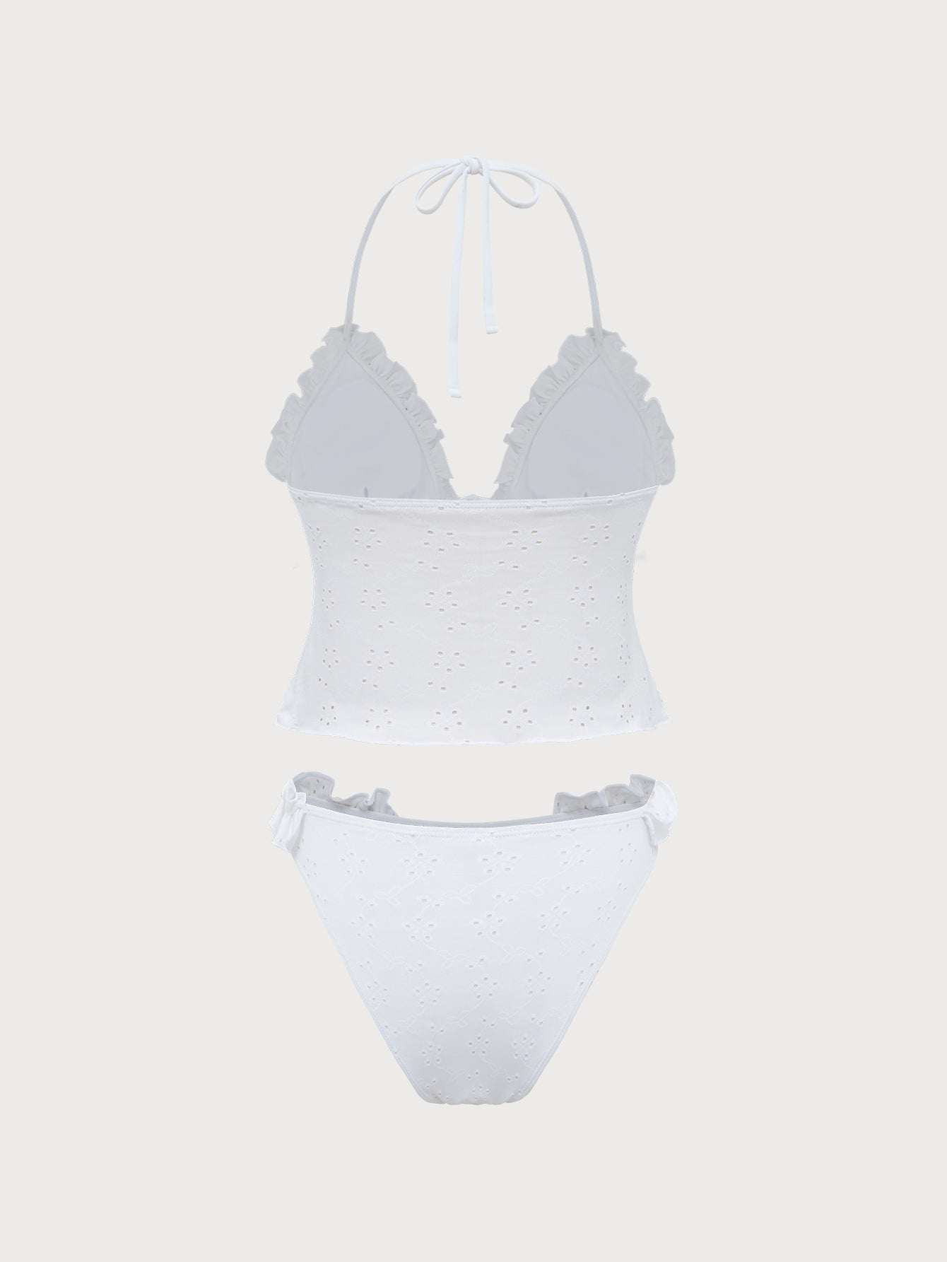 White Ruffled Tankini Swimsuit