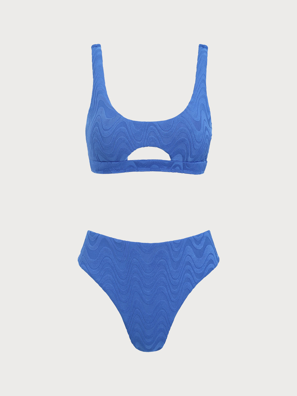 Blue Geometric Cutout Bikini Set