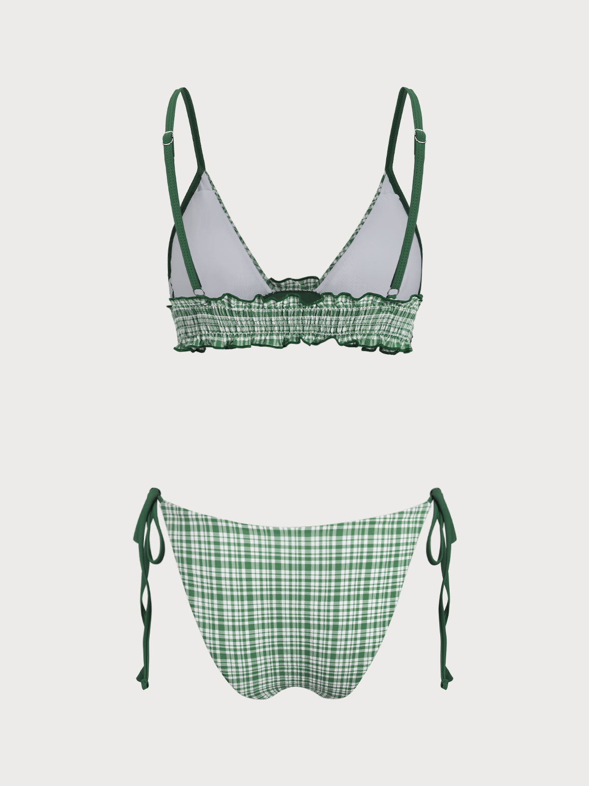 Green Plaid Ruffle Bikini Set