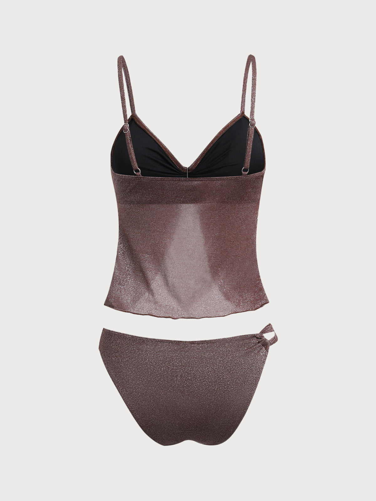 Dark Coffee Hoop Lurex Tankini Swimsuit