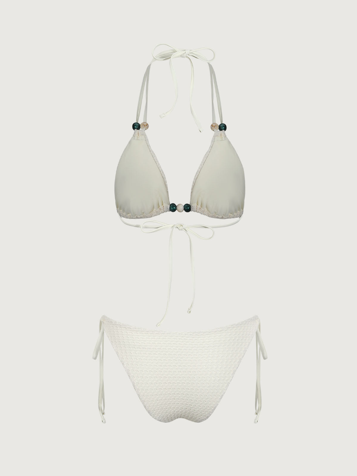 Beige Knot Drawstring Bikini Set