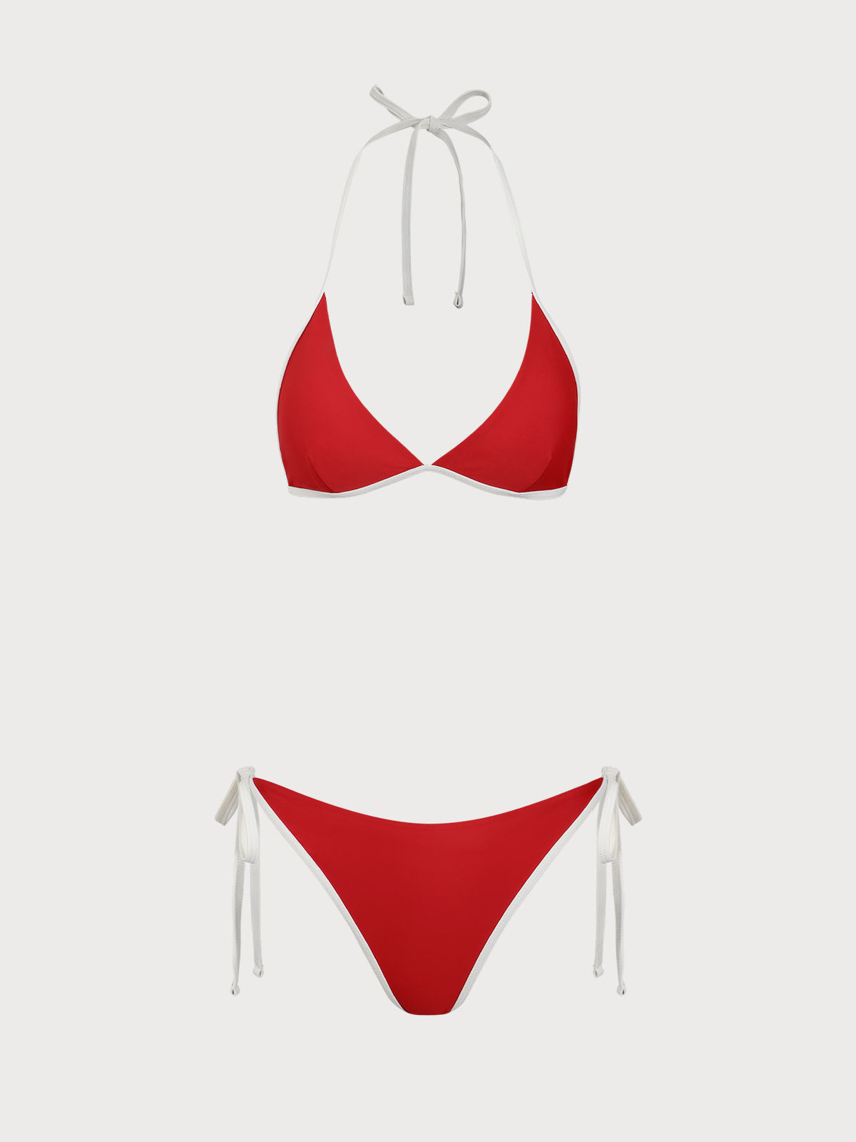 Red Contrasting Halter Bikini Set