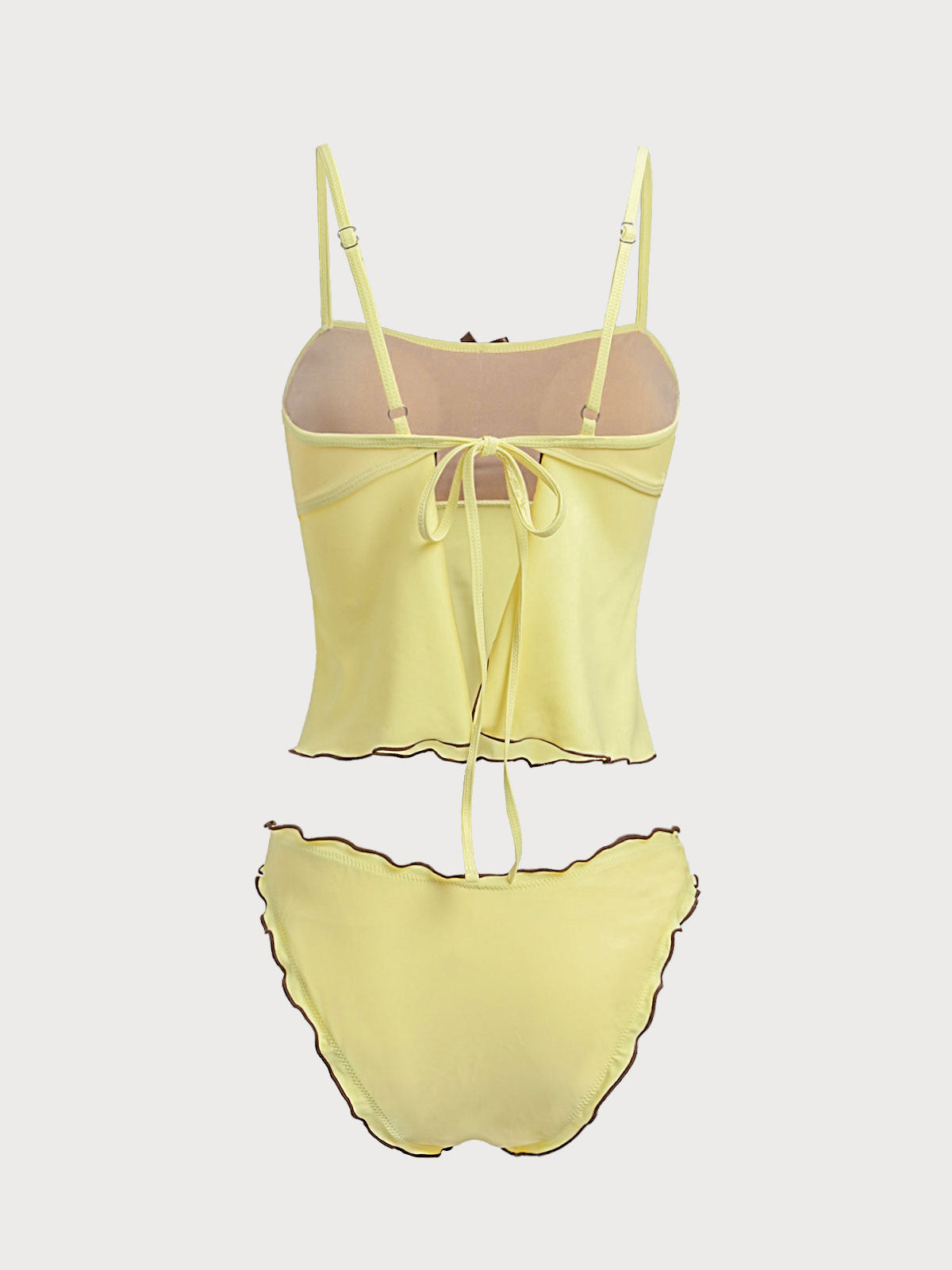 Yellow Contrast Color Tankini Swimsuit