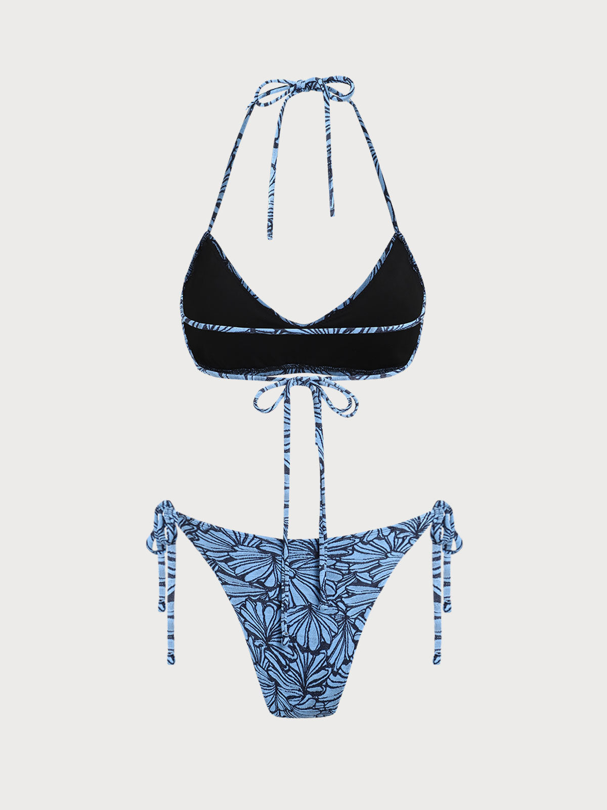 Blue Contrast Shell Pattern Bikini Set