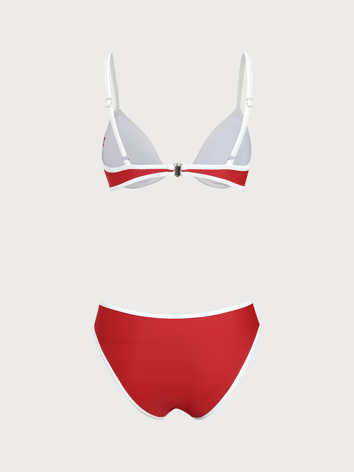 Red Contrast Strap Underwire Bikini Set