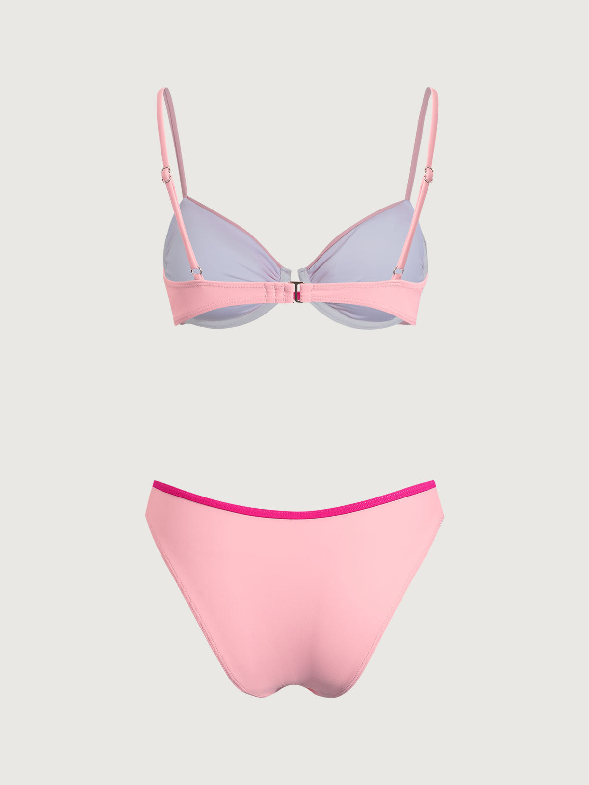 Pink Contrast Underwire Bikini Set