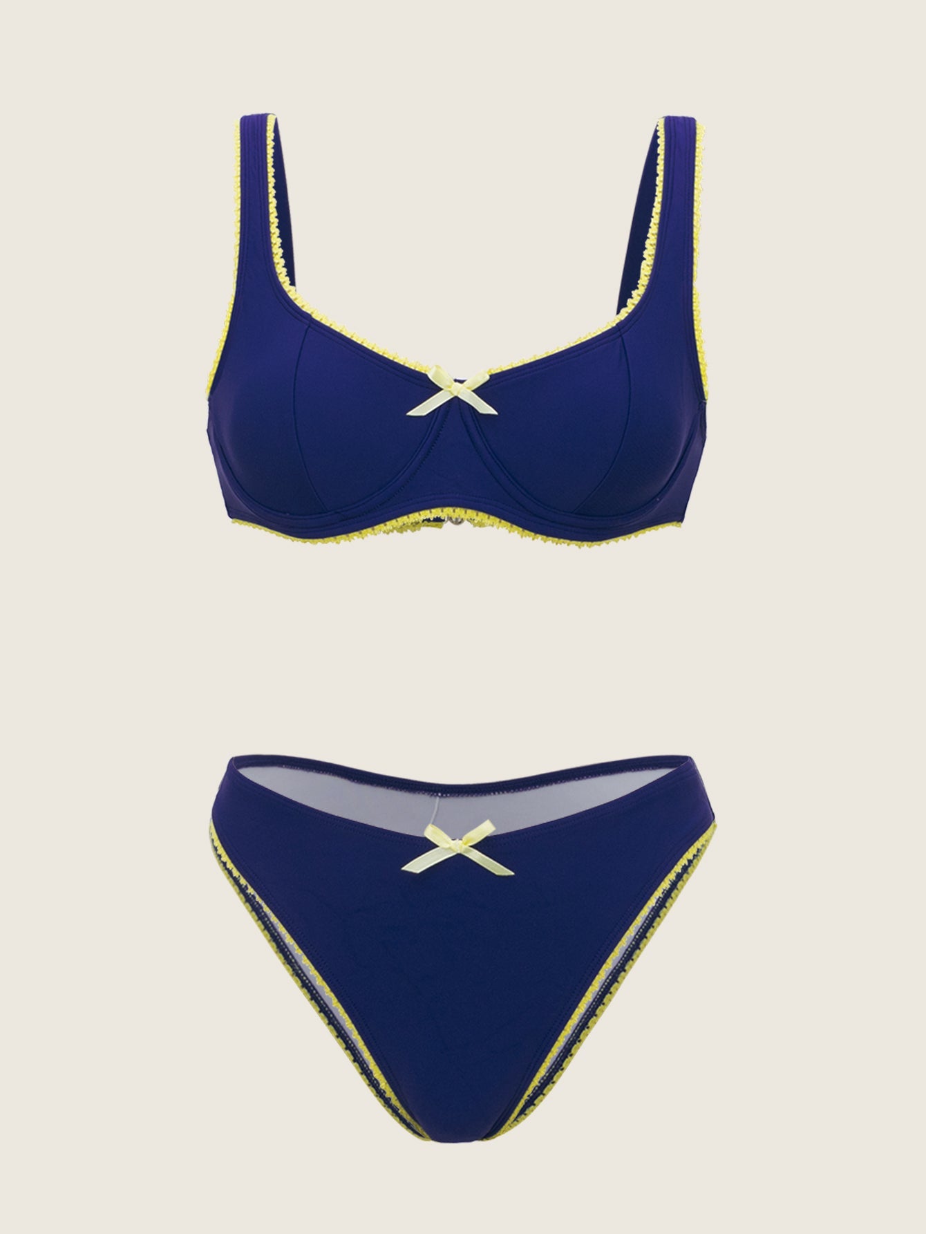 Blue Contrast Underwire Bikini Set