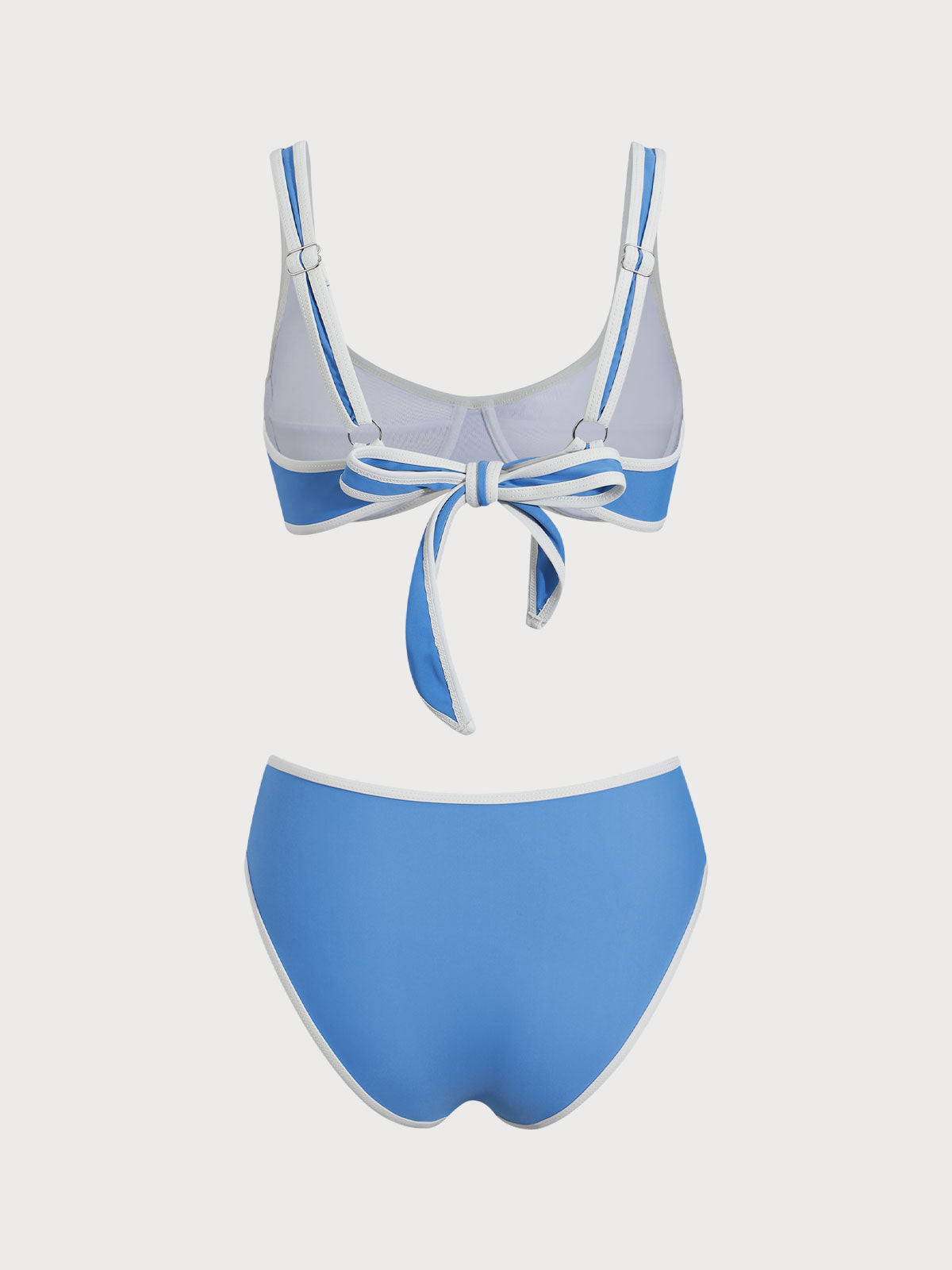 Blue Contrast Underwire Retro Bikini Set