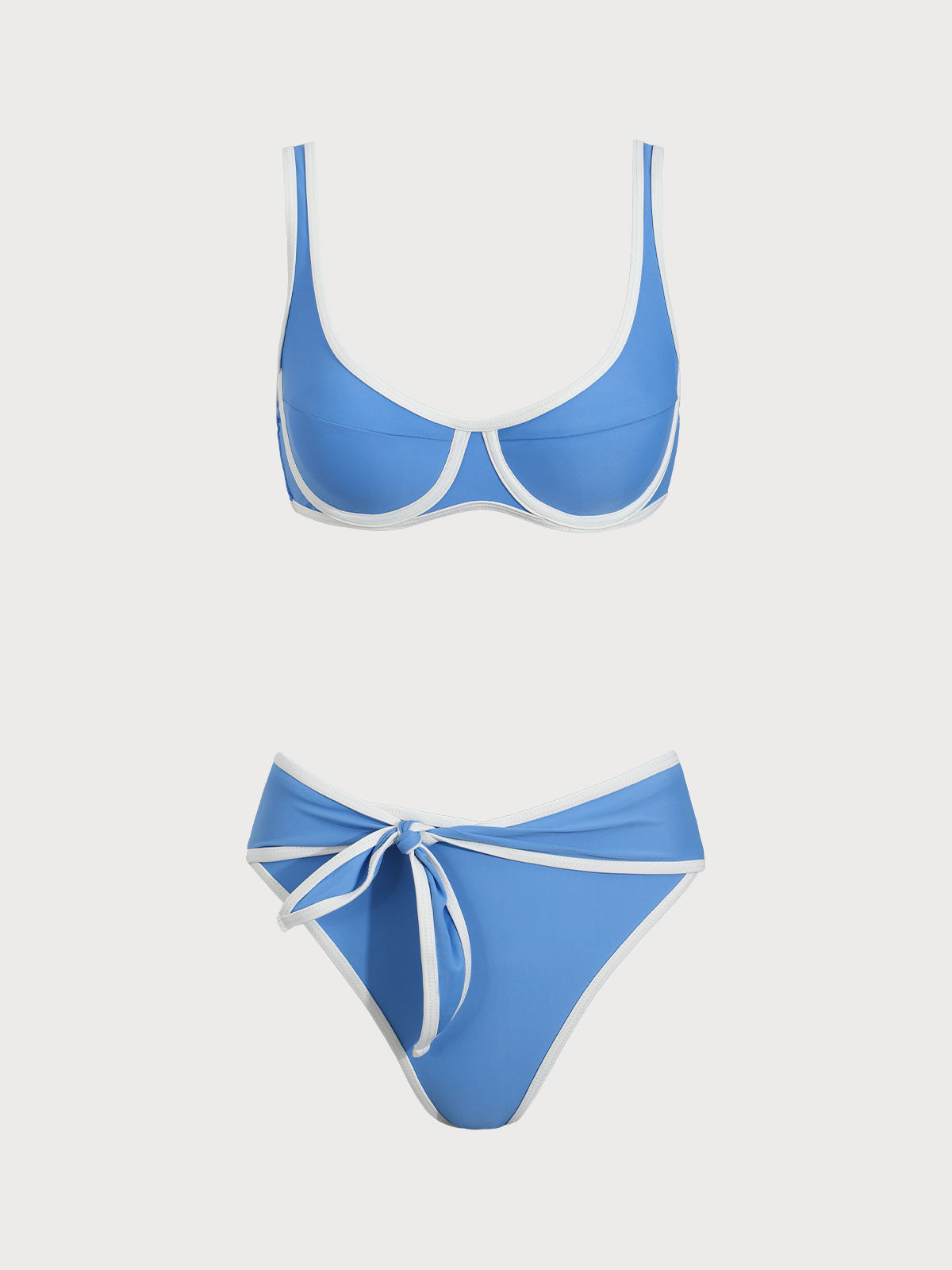 Blue Contrast Underwire Retro Bikini Set