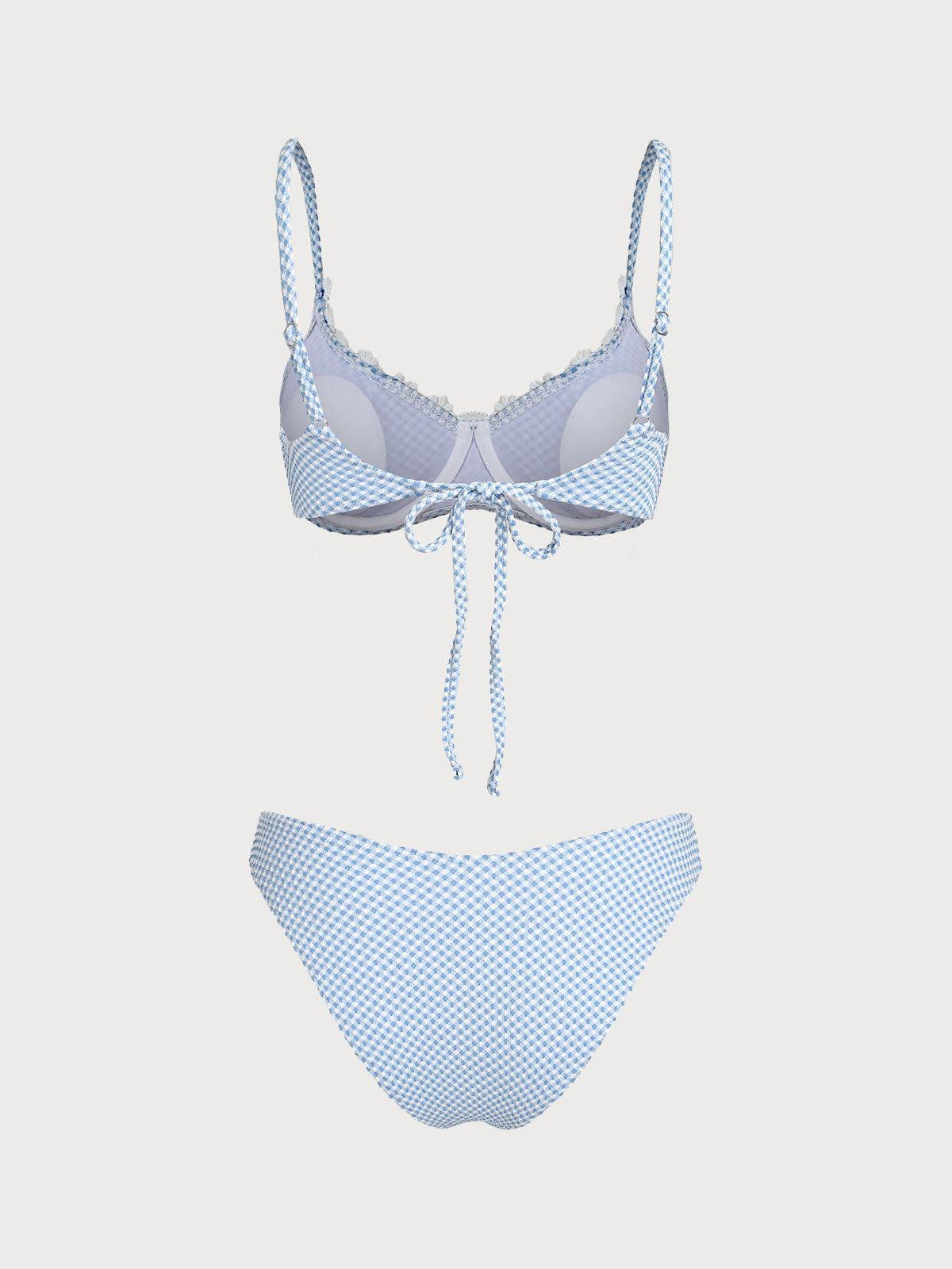 Blue Flower Decorated Bikini Set