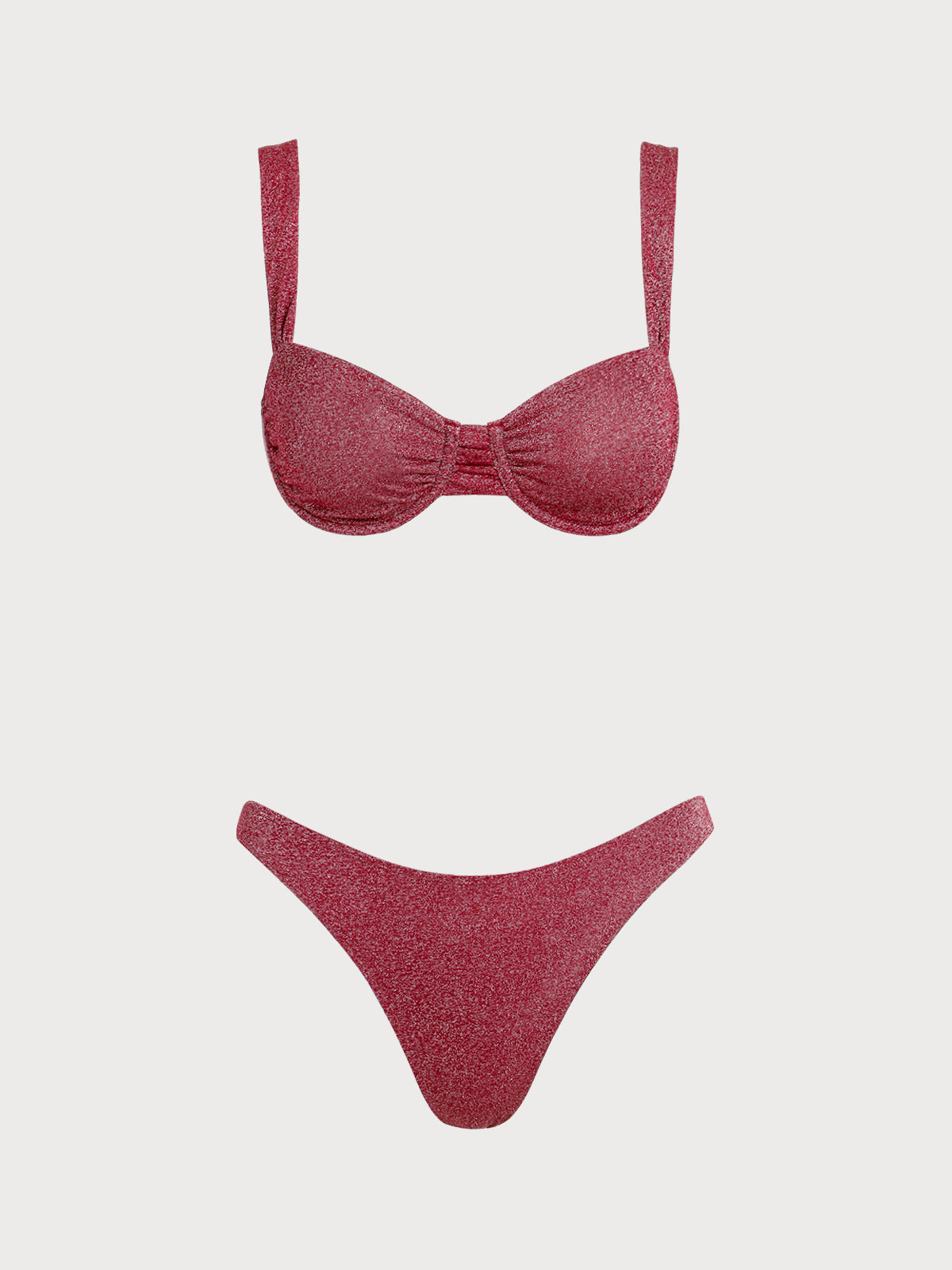 Red Glitter Underwire Bikini Set