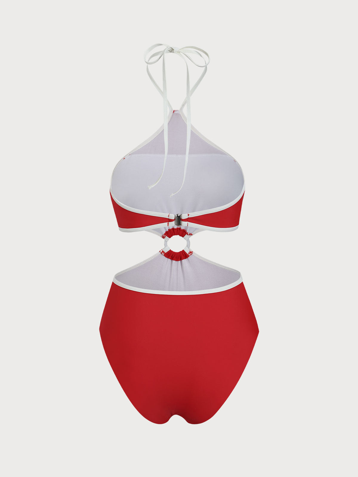 Red Cut Out Halterneck One-Piece Swimsuit