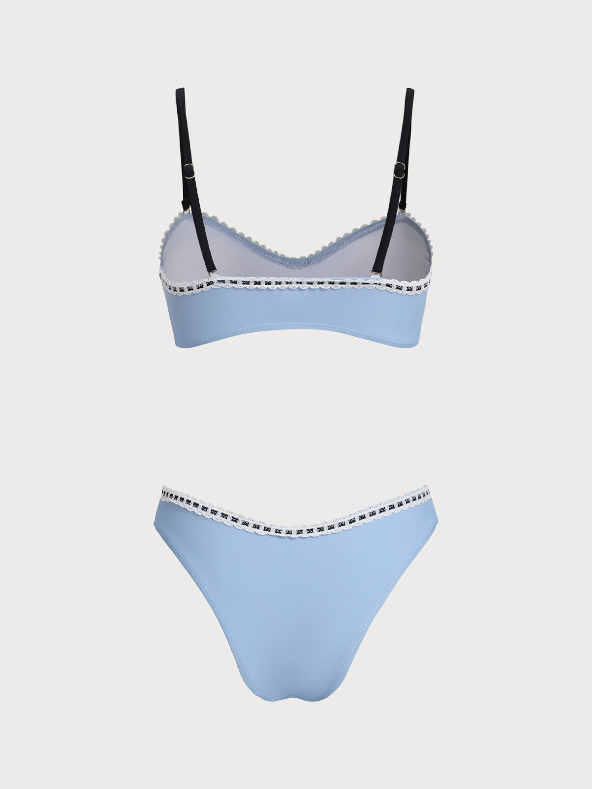 Light Blue Lace Contrast Color Lace Bikini Set