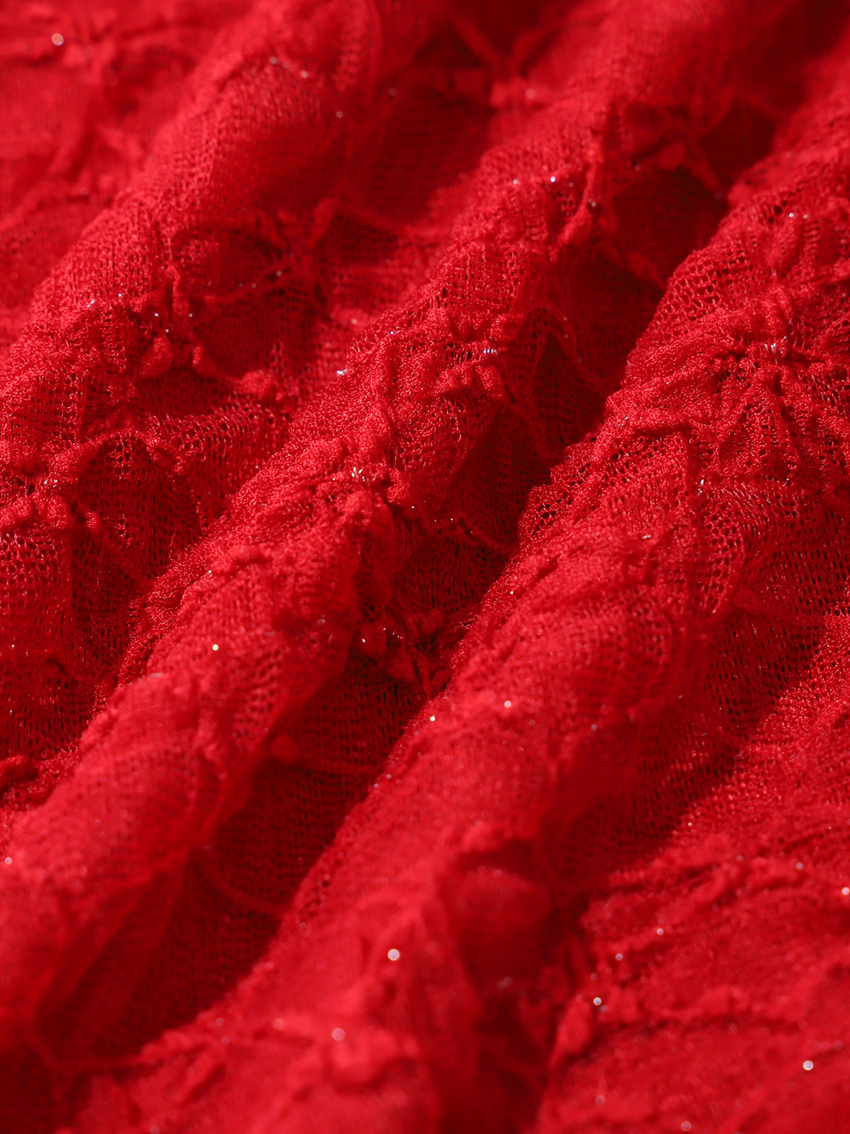 Red Lace Ruched One-Piece Swimsuit