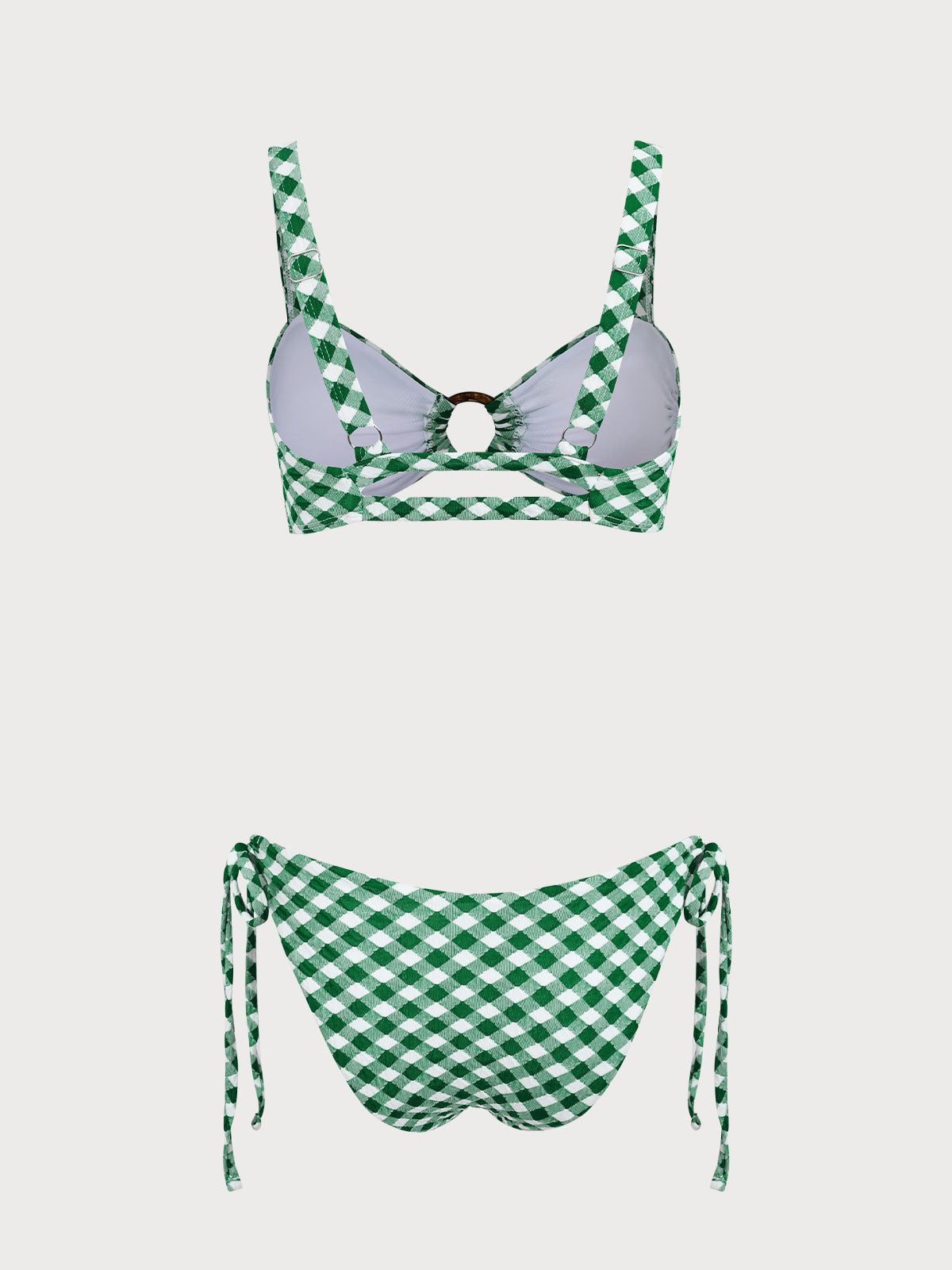 Green Plaid Hoop Bikini Set