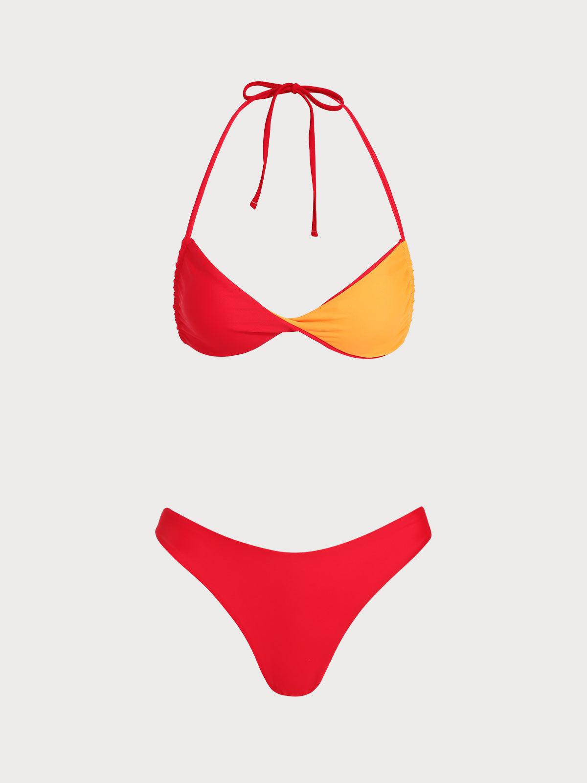 Orange Nylon Knitted Reversible Bikini Set