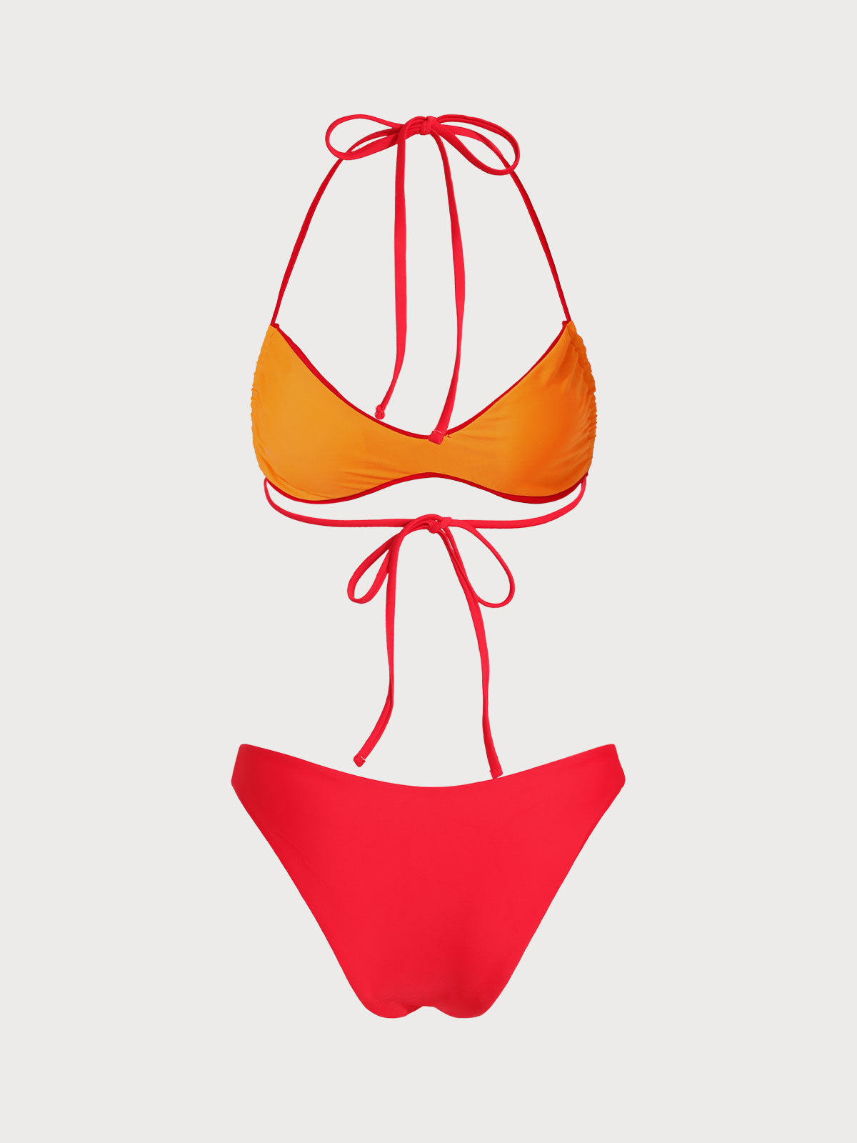 Orange Nylon Knitted Reversible Bikini Set