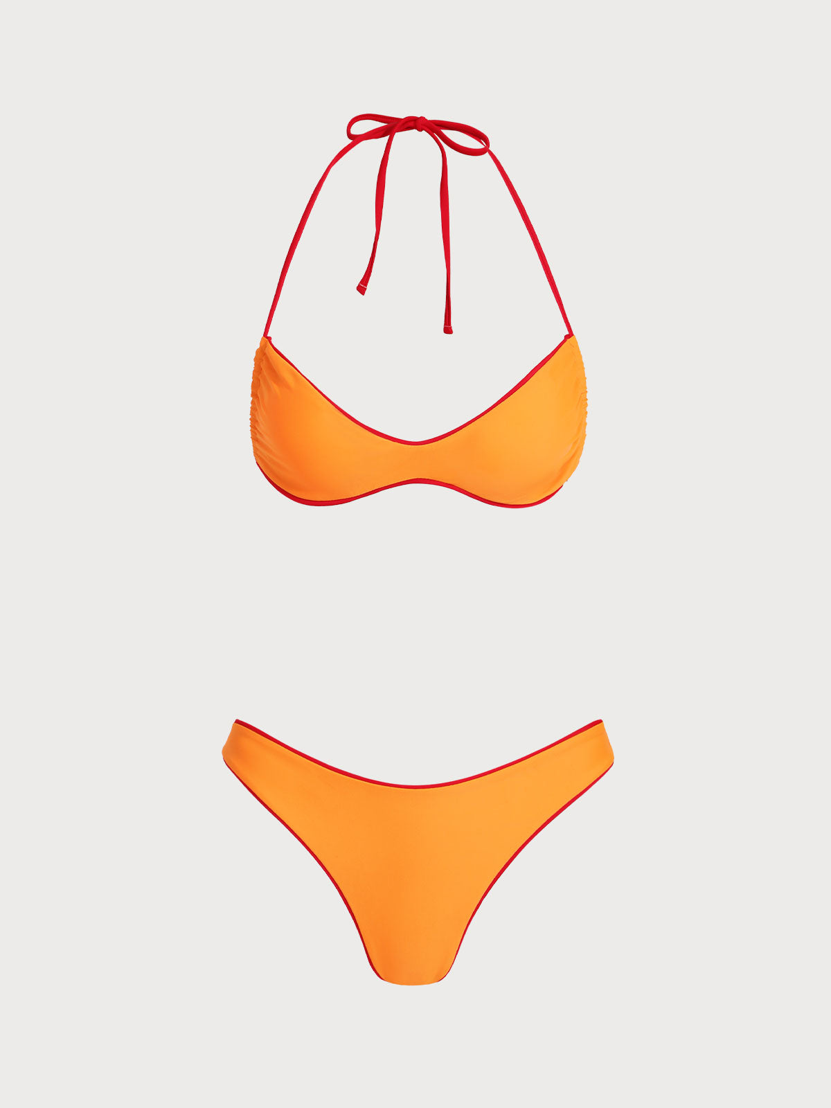 Orange Nylon Knitted Reversible Bikini Set