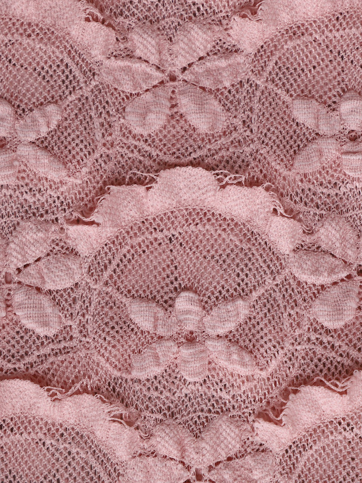 Pink Ruched Hollow Mesh Flower Tankini Swimsuit