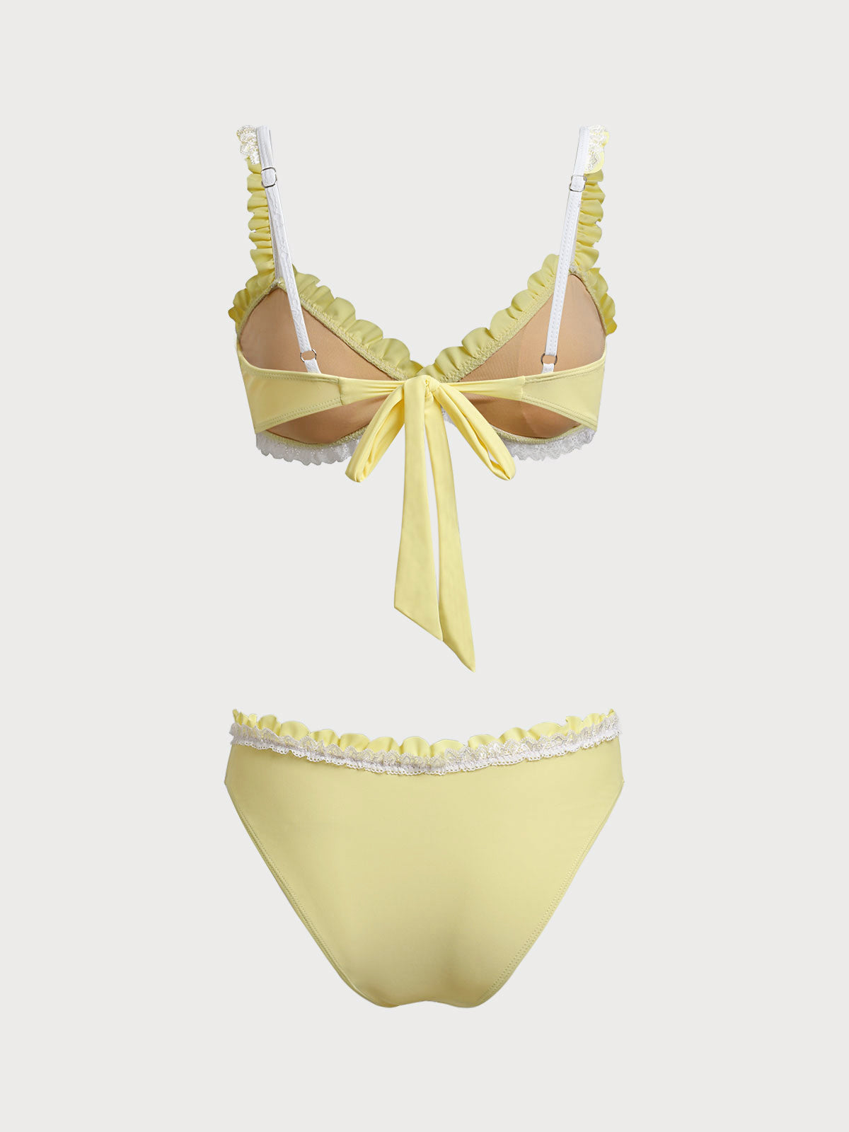Yellow Ruffled Contrast Bikini Set