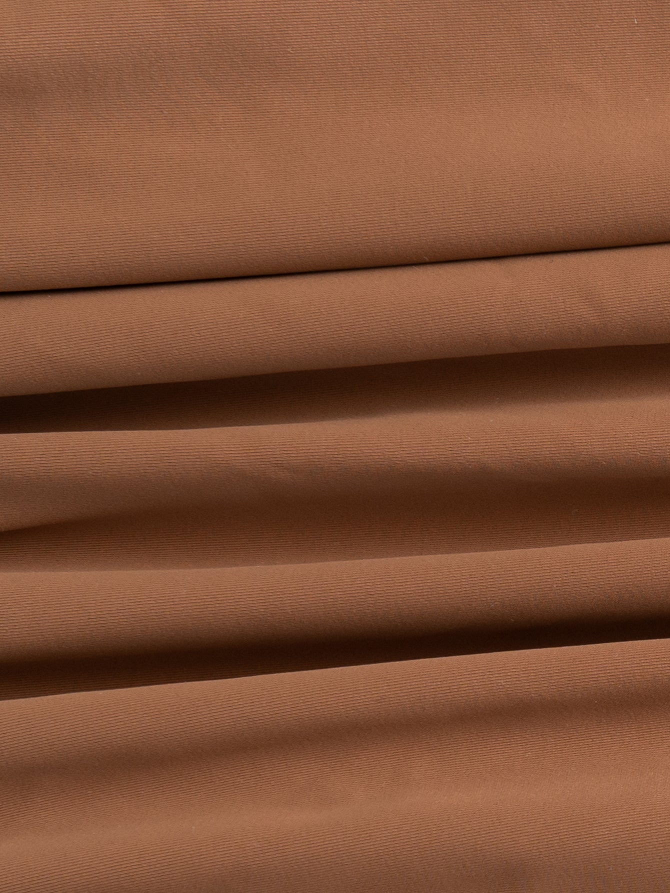 Brown Nylon Knitted Shirred Skirt