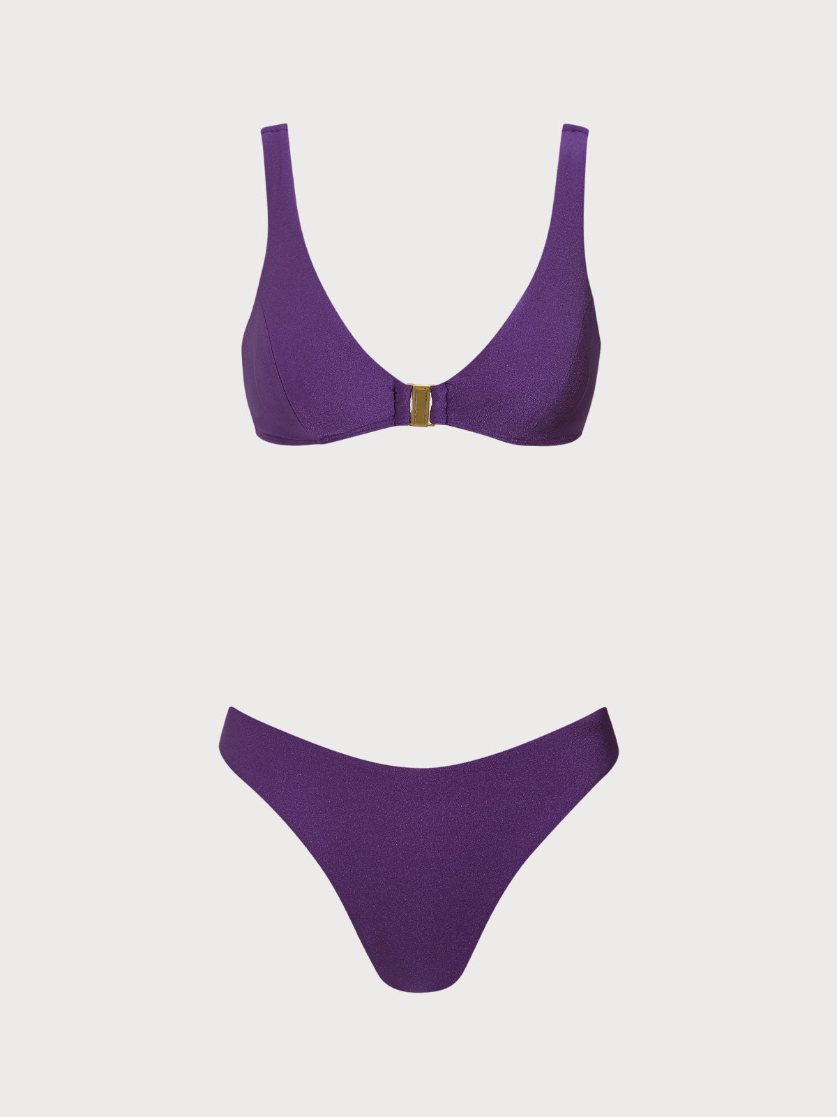 Purple Tie Front Bikini Set