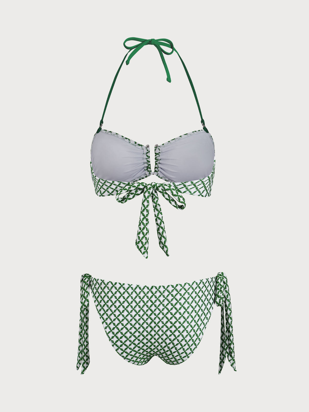 Green Diamond Contrast Bikini Set