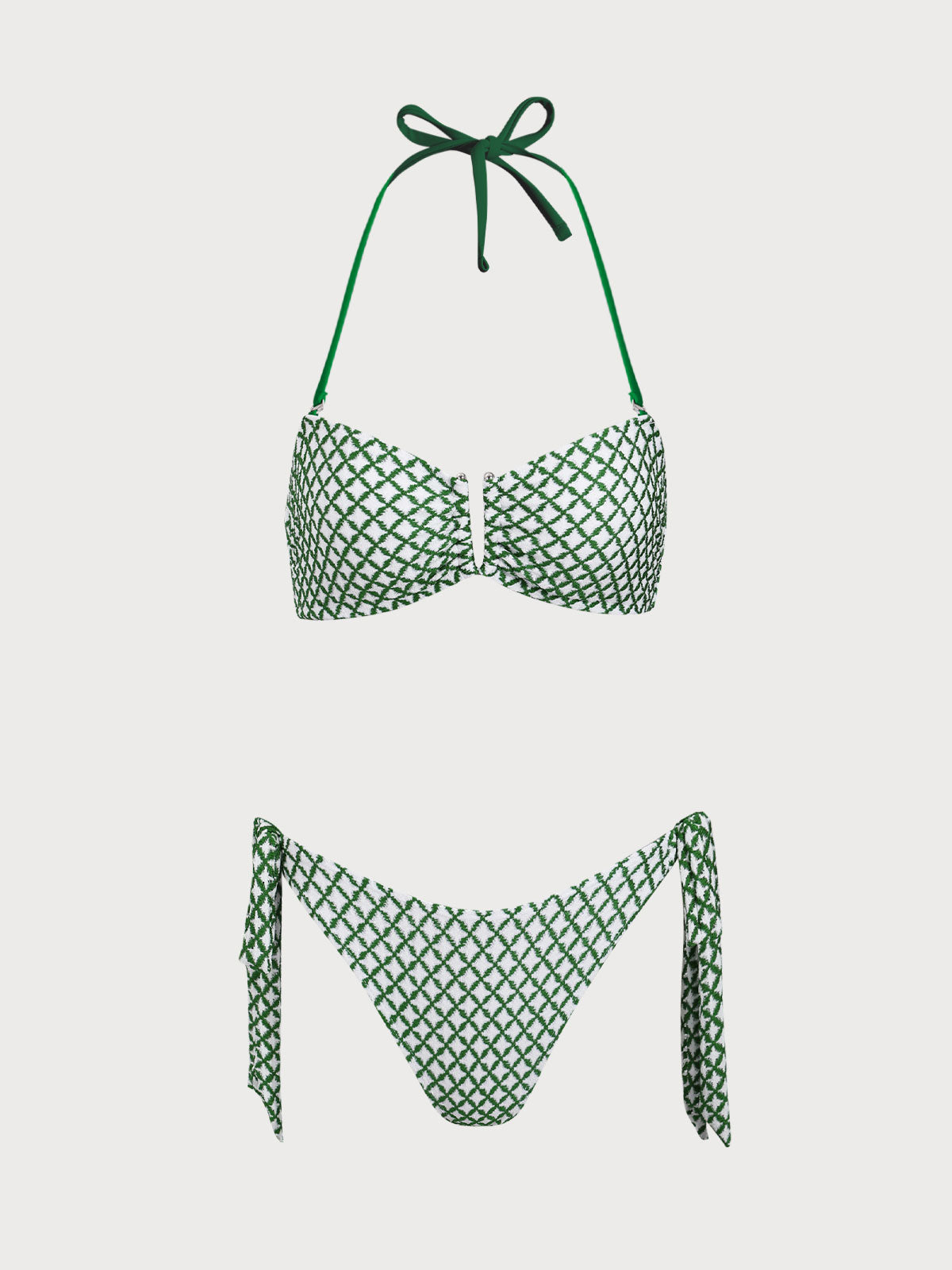 Green Diamond Contrast Bikini Set