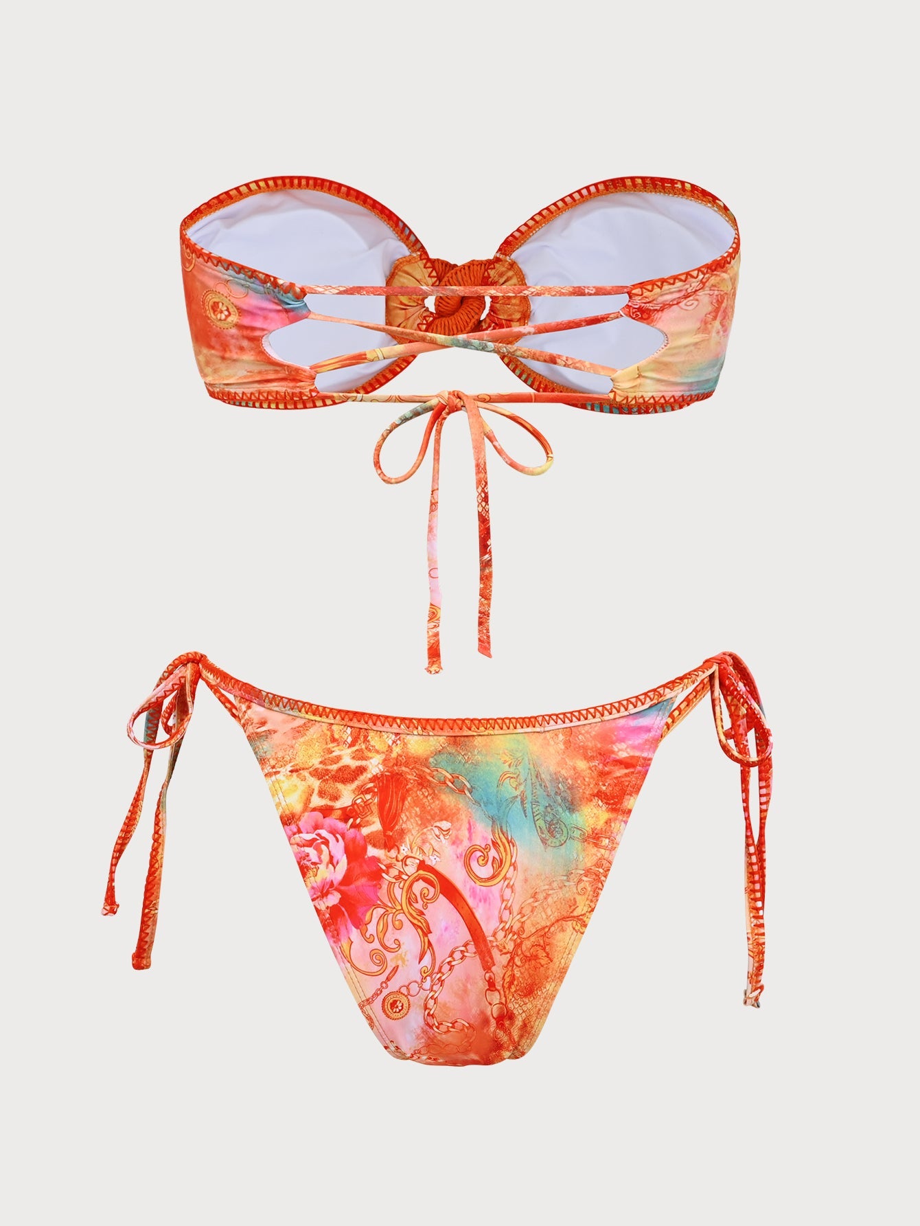 Chain Buckle Embellished Bikini Set