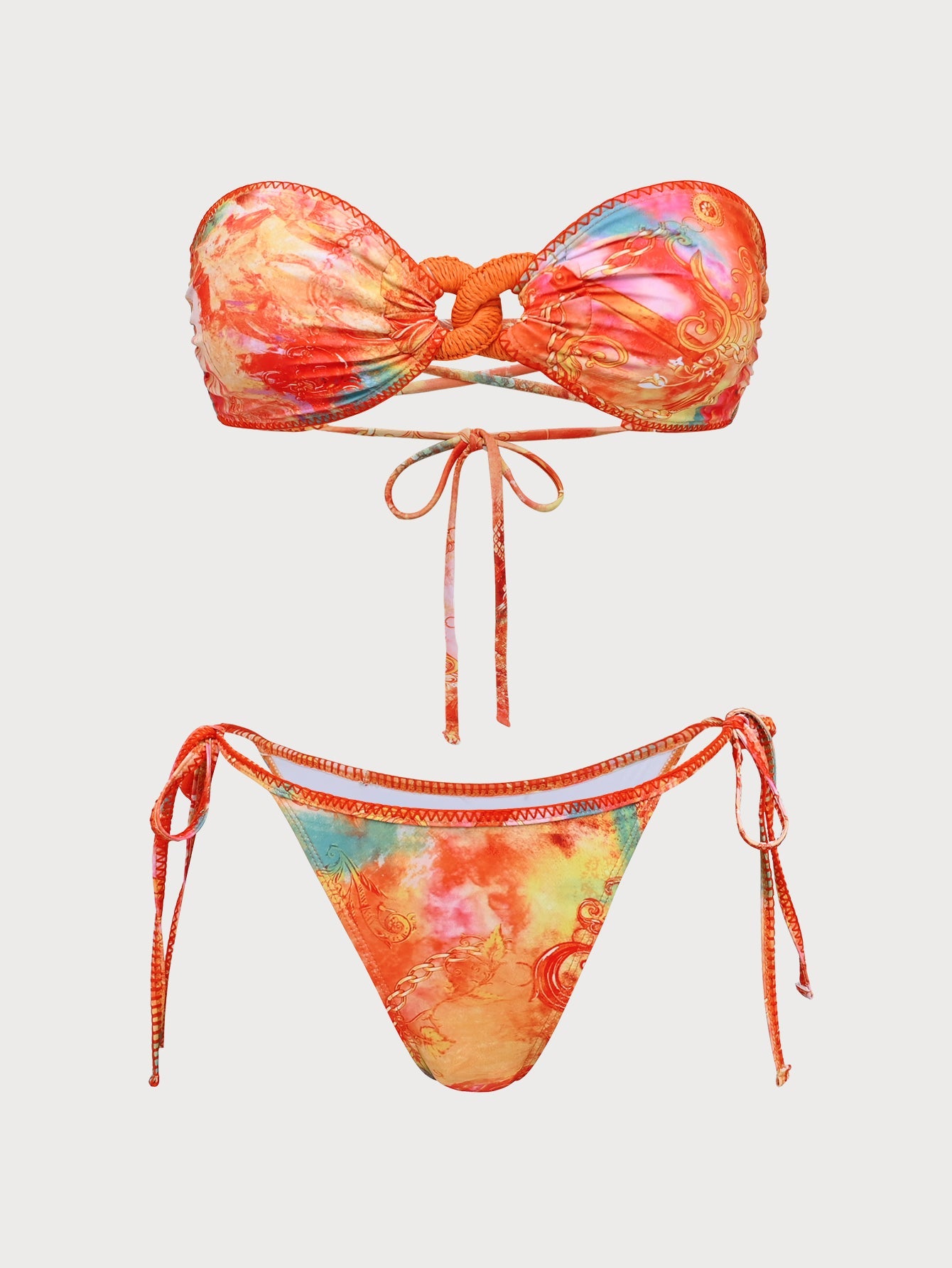 Chain Buckle Embellished Bikini Set