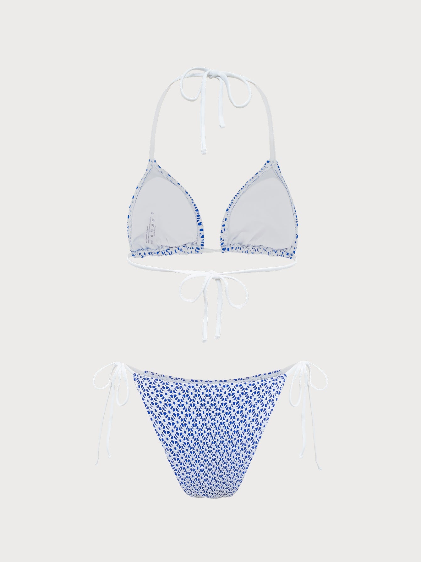 Blue Contrast Color Hollow Mesh Bikini Set