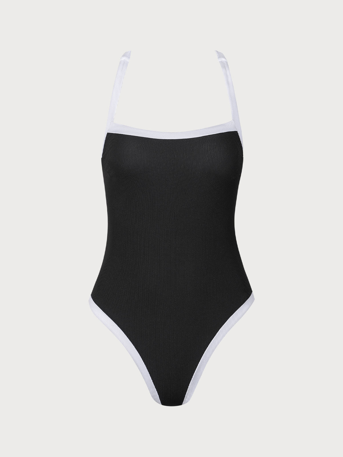 Black Contrast Color Reversible One-Piece Swimsuit