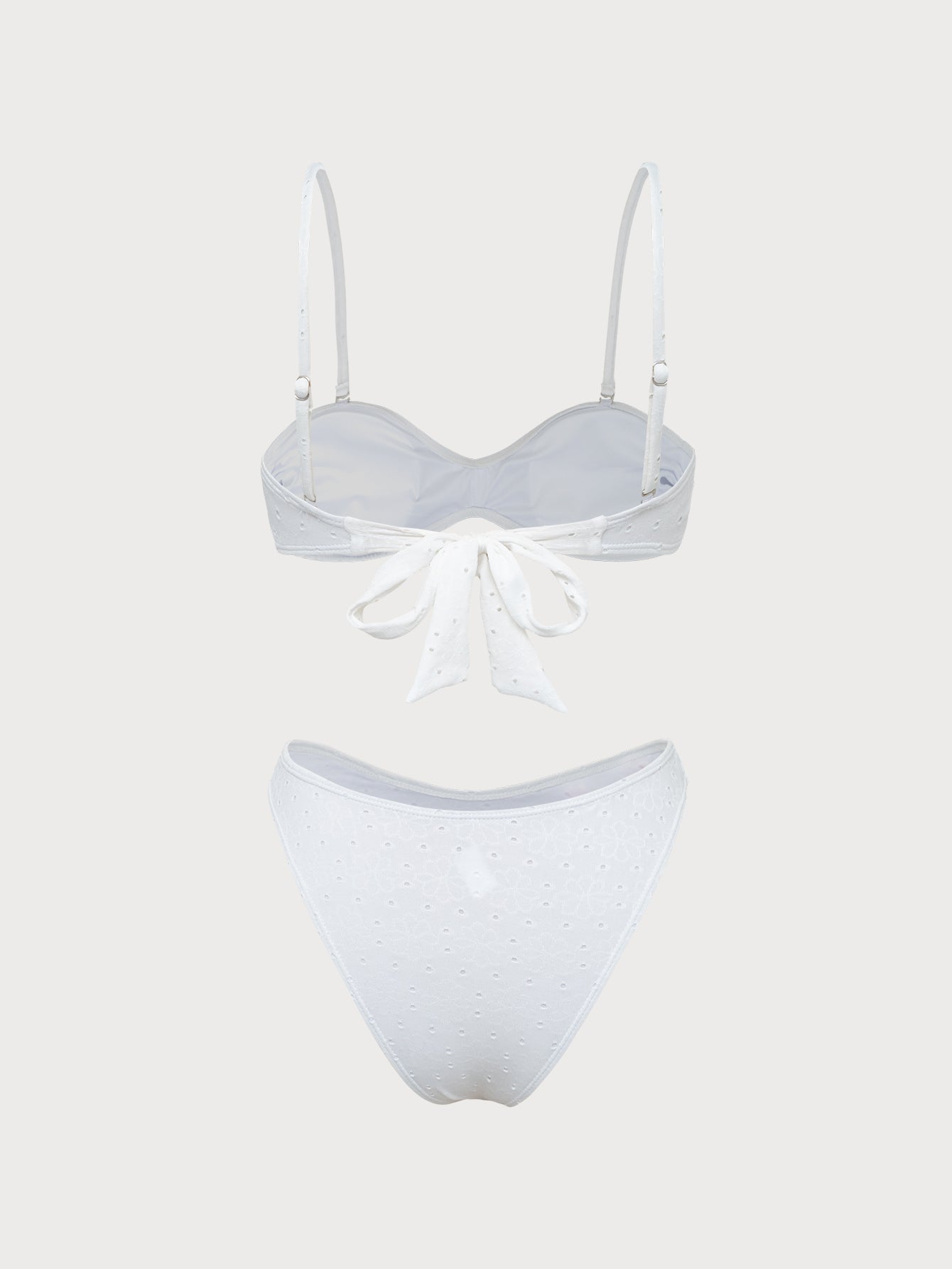 White Contrast Floral Bikini Set