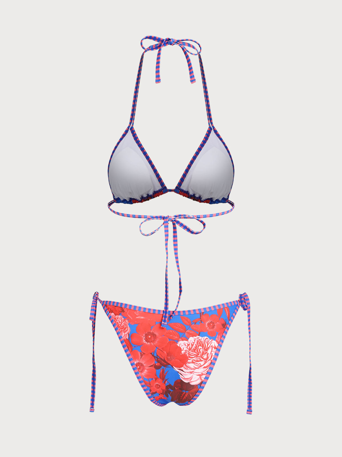 Blue Contrast Floral Print Bikini Set