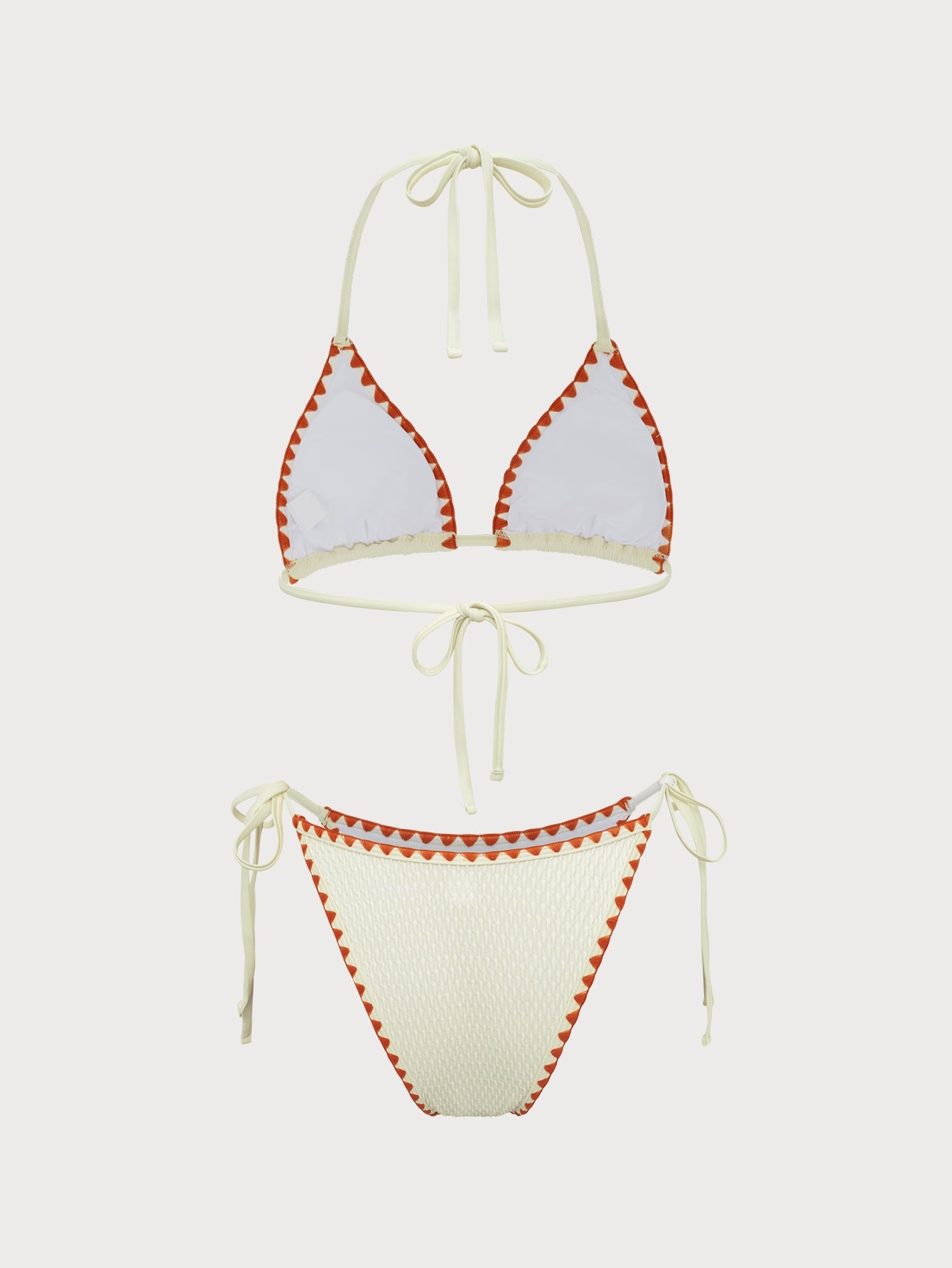 White Contrast Flower Bud Bikini Set