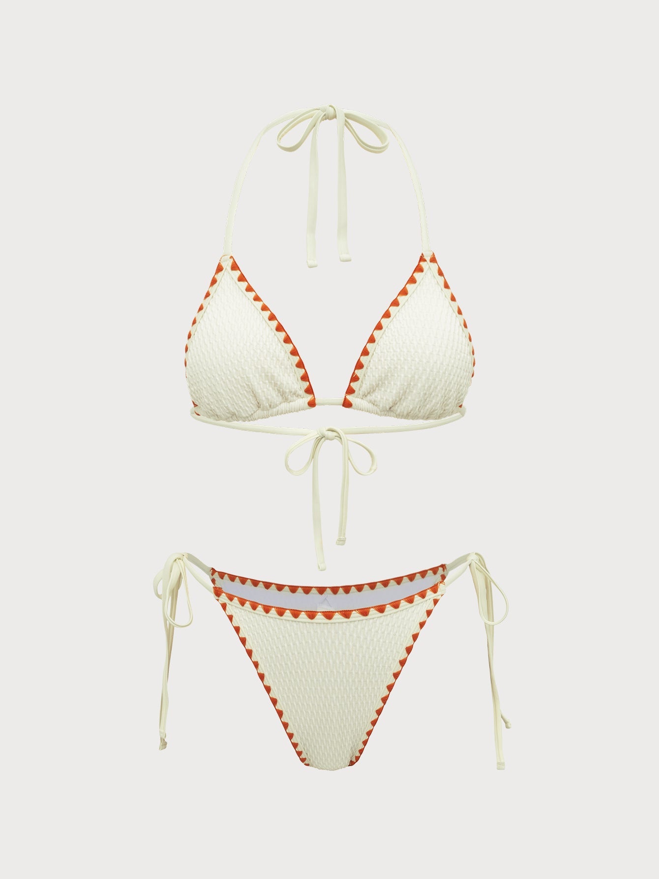 White Contrast Flower Bud Bikini Set