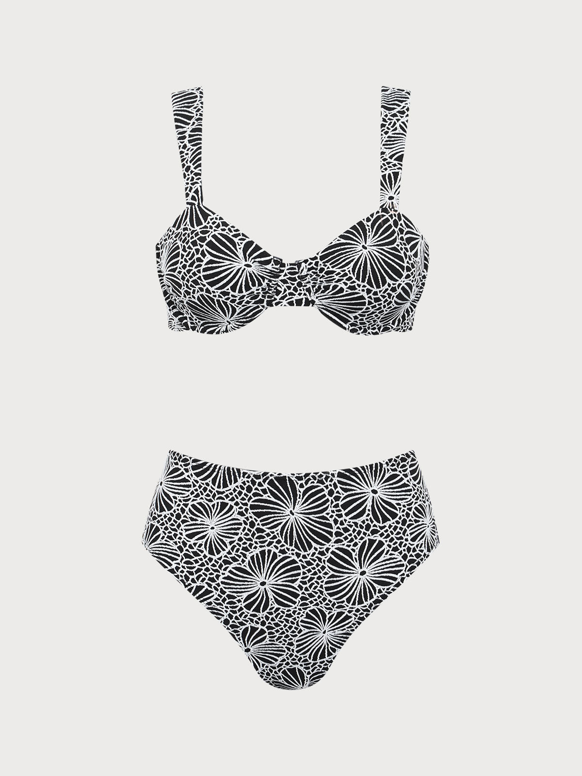 Contrast Flower Underwire Bikini Set