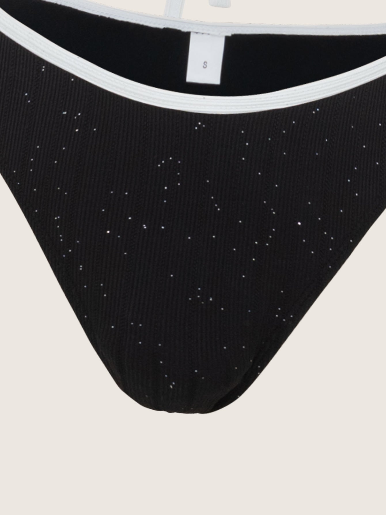 Black Contrasting Glitter Bikini Set