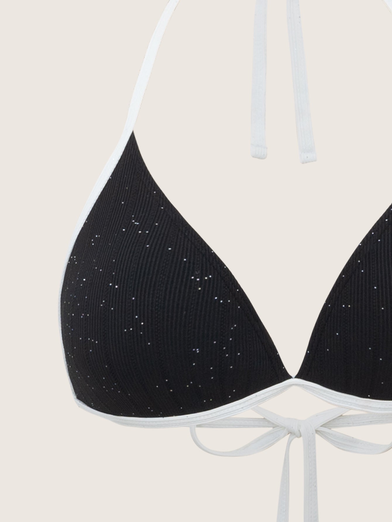 Black Contrasting Glitter Bikini Set