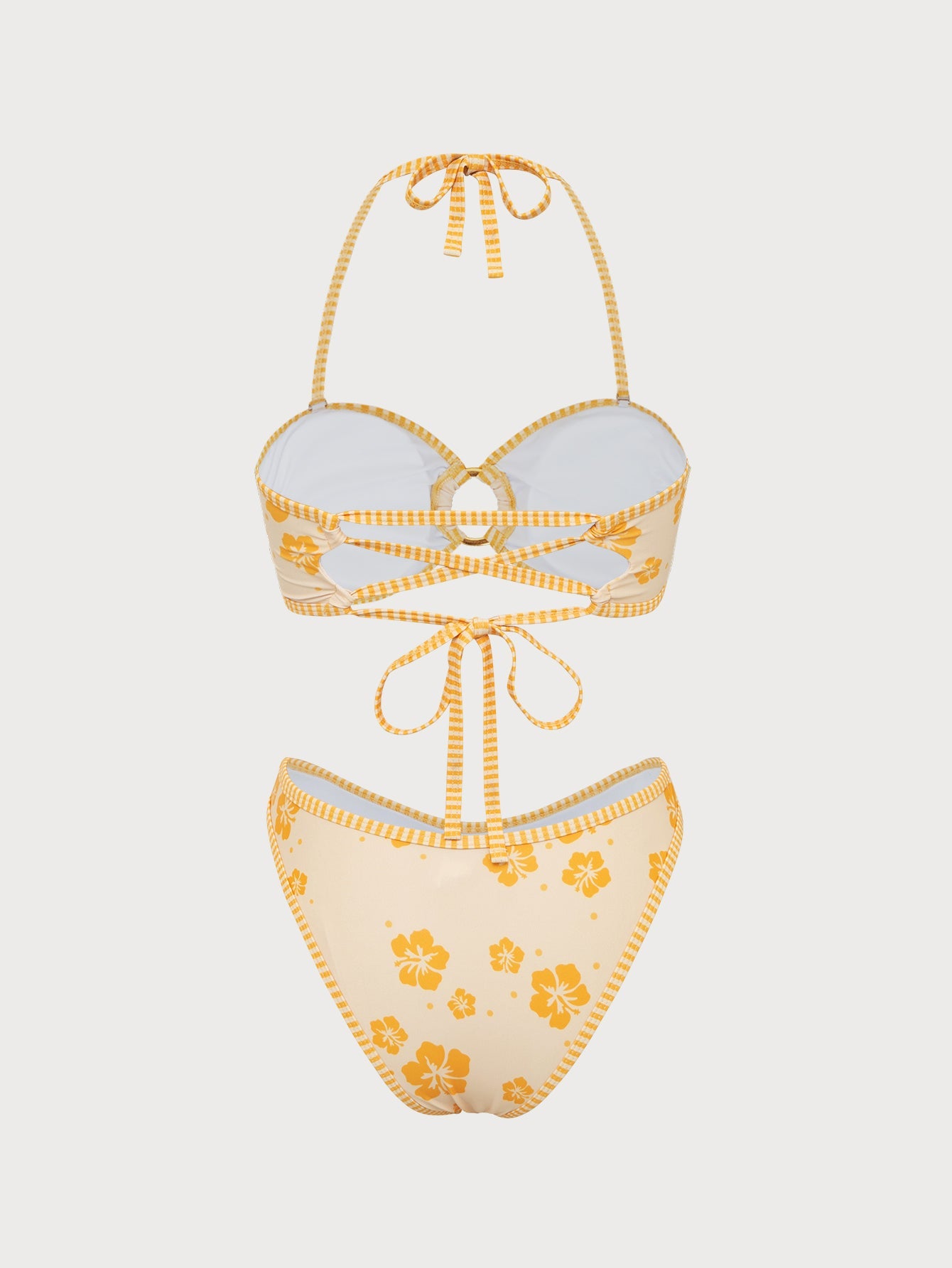 Yellow Contrast Hoop Bikini Set