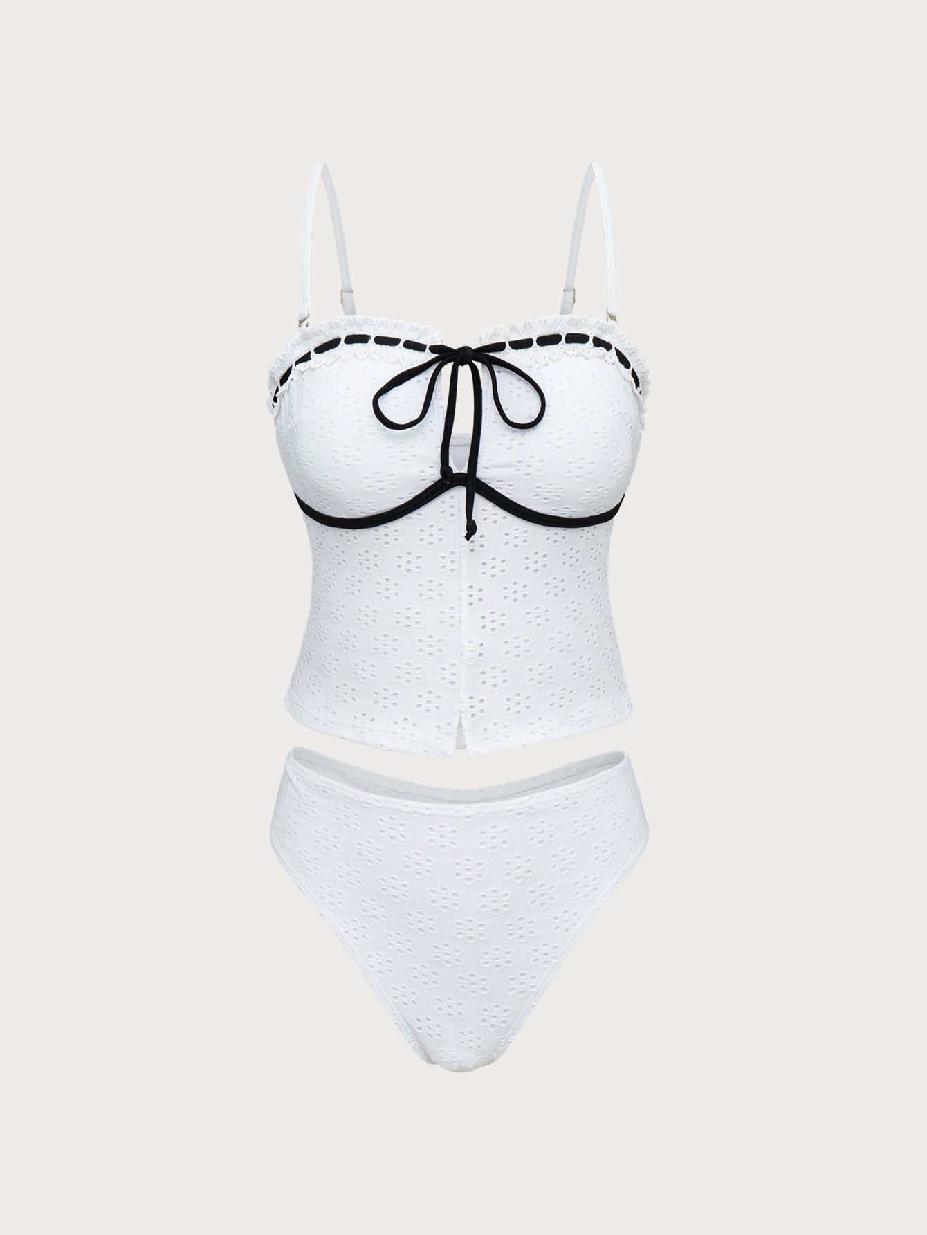 White Lace Retro Tankini Swimsuit