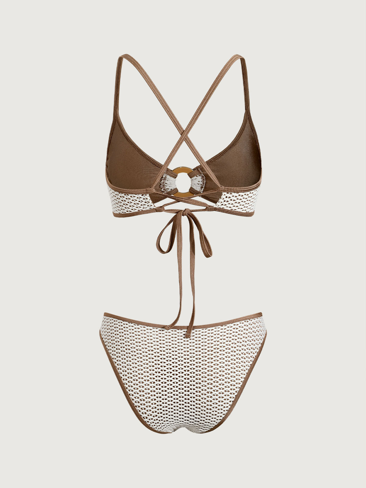 Brown Contrast O-Ring Bikini Set