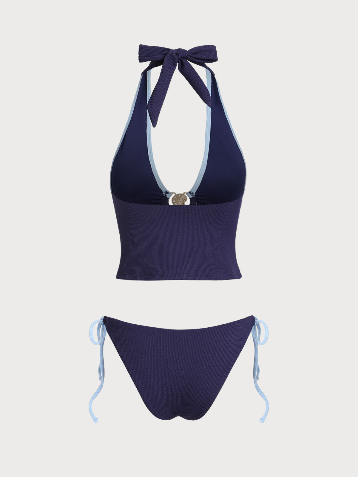 Blue Contrast Shell Tankini Set
