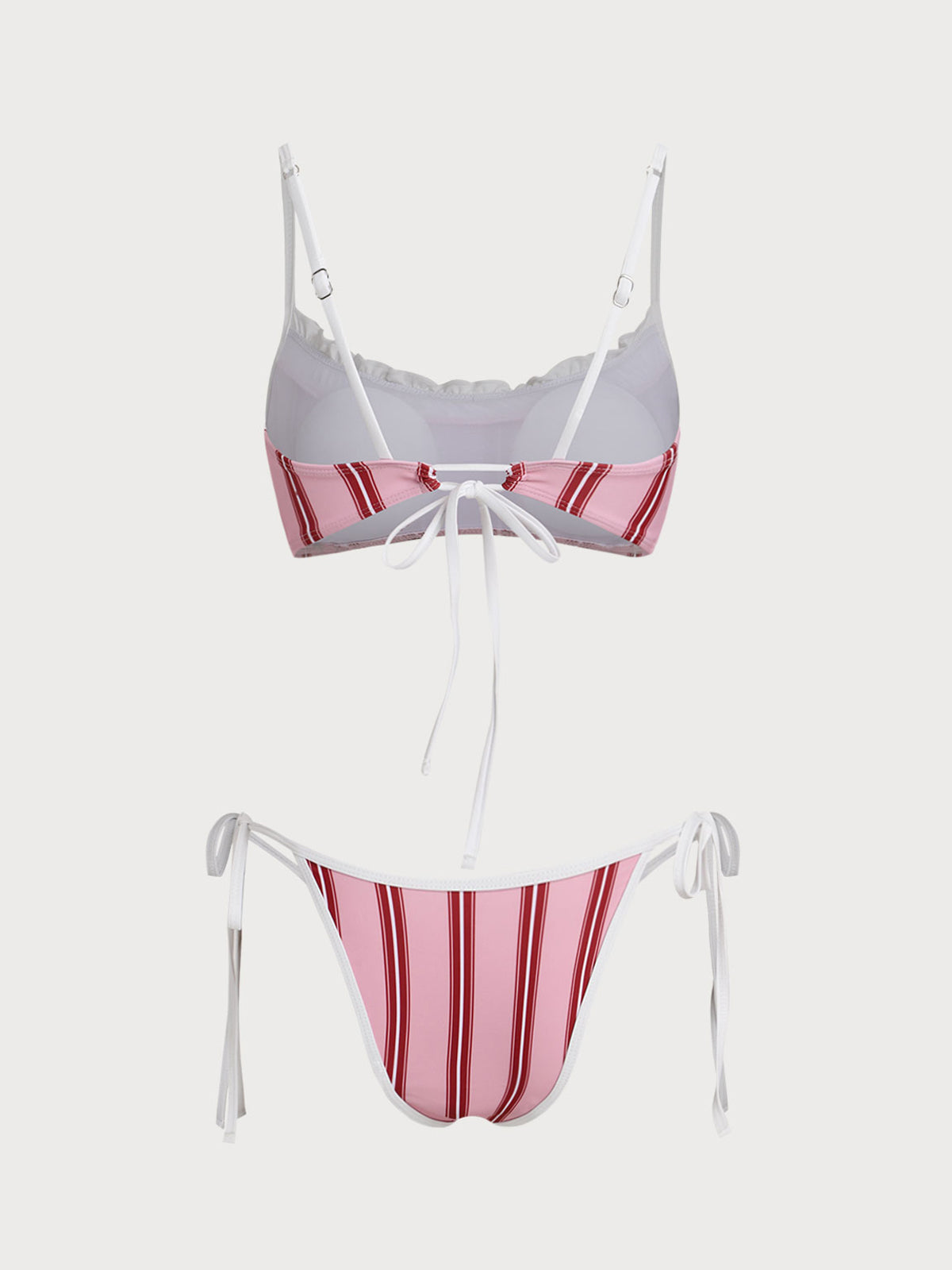 Pink Contrast Stripe Print Bikini Set